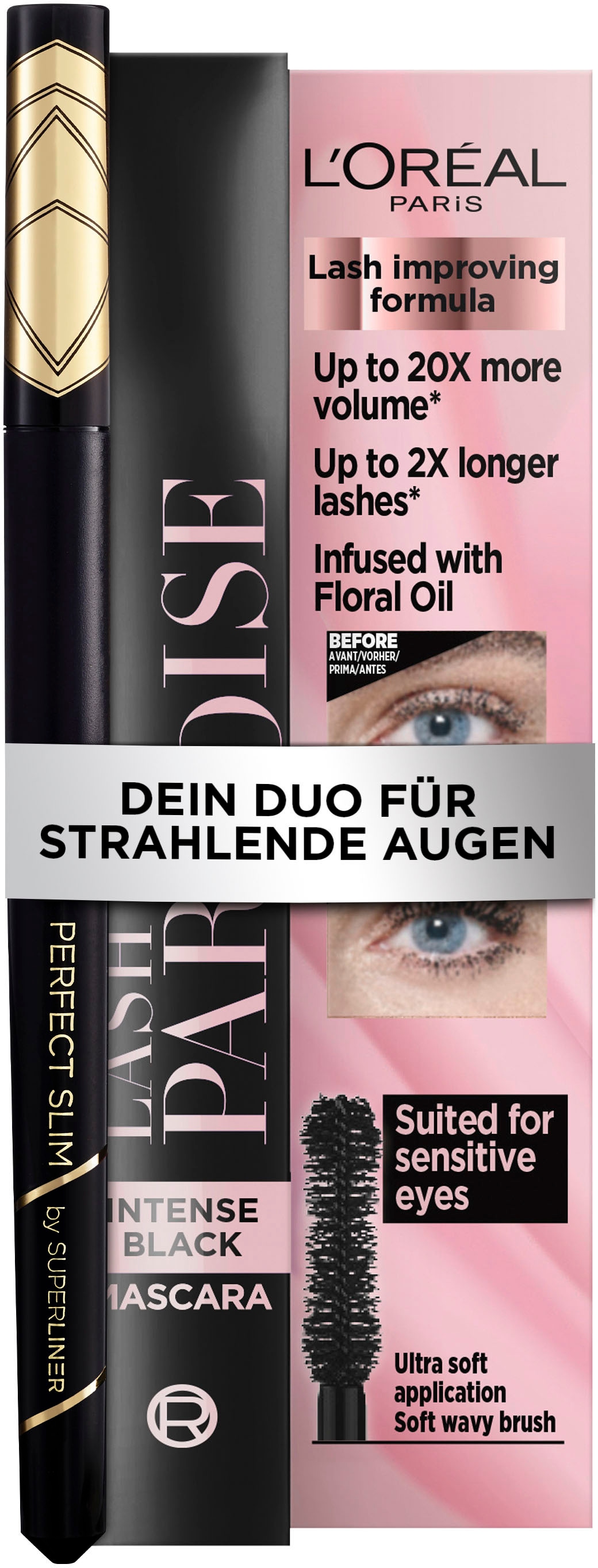 L'ORÉAL PARIS Schmink-Set »L'Oréal Paris Classic Look: Mascara + Liner«, (Set, 2 tlg.), Make-Up-Set, Mascara, Liner, Wimperntusche, Kajal