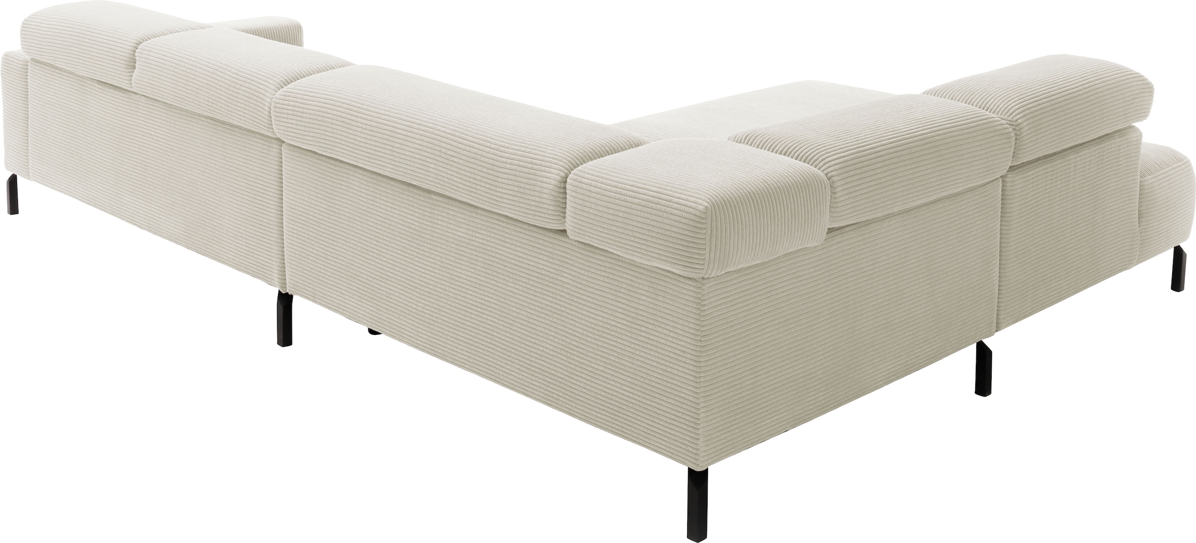 Places of Style Ecksofa »Antonelli, L-Form, inkl. Kopfteilverstellung, Breite 312 cm«, ohne Sitztiefenverstellung, in Cord, weiß