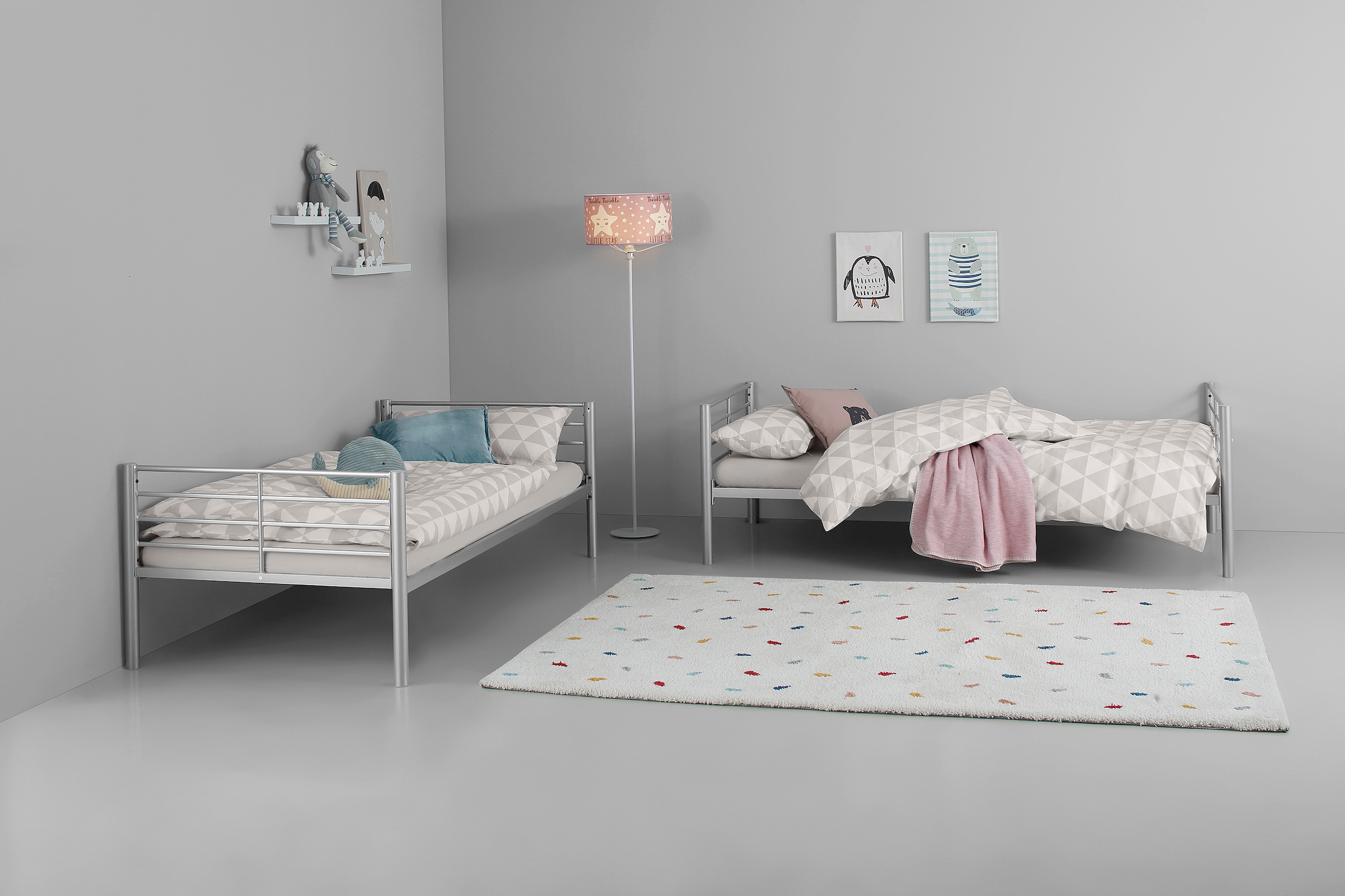Home affaire Etagenbett »Hayo, Belastbarkeit 250 KG! Metallbett, Stockbett«, (teilbar in 2 Einzelbetten), perfekt für kleine Räume, mehrere Farben, (B/T/H) ca. 208/97/160 cm