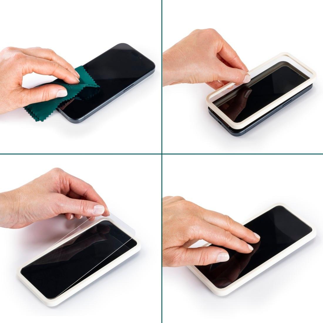 Hama Displayschutzglas »Displayschutz, Schutzglas für Apple iPhone 16 Pro Max, Montagehilfe«, für iPhone 16 Pro Max, stoßfest, kratzfest, ultradünn