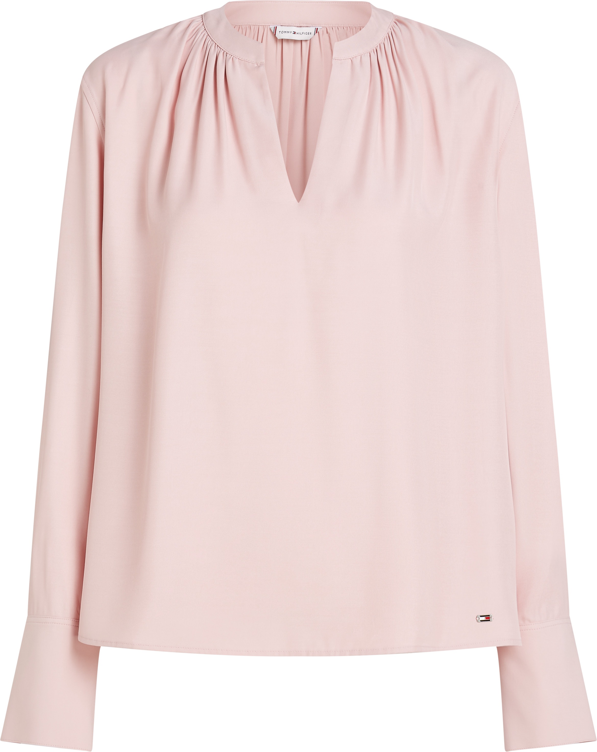 Tommy Hilfiger Langarmbluse »SOFT VIS V NECK LS BLOUSE«, mit Raffungen
