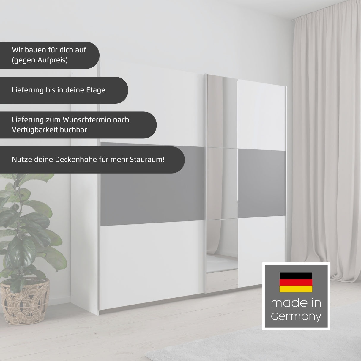 rauch Schwebetürenschrank »Kleiderschrank Schrank Garderobe TOPSELLER ASTANA OTTO´s CHOICE« 3 Ausstattungen BASIC/CLASSIC/PREMIUM, Breiten 175/218/261 cm,  inkl. 2 Stoffboxen sowie Metallgriffleisten TOPSELLER MADE IN GERMANY