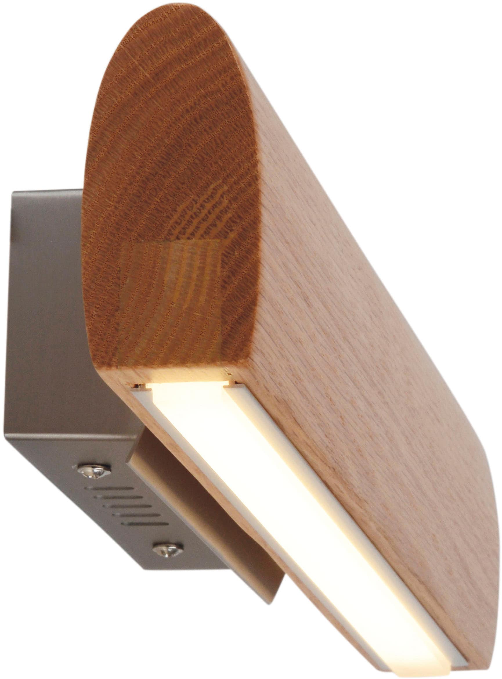 näve LED Wandleuchte »Rondo« LED-Modul 1 Stk. Warmweiß Schirm Eichenholz, L: 35cm, warmweißes Licht, abgerundete Form