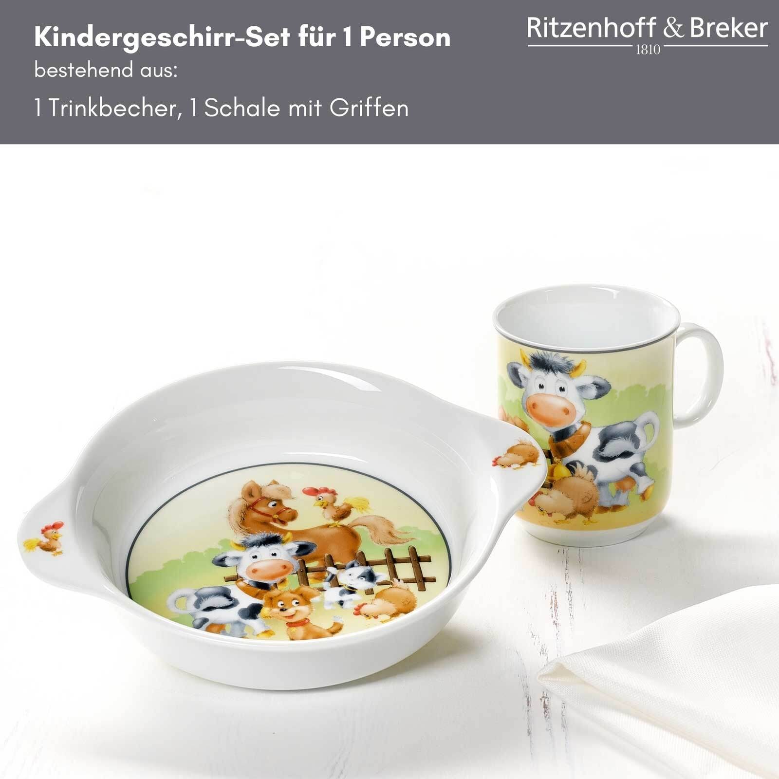Ritzenhoff & Breker Kindergeschirr-Set »Kindergeschirr Hoftiere bunt« Spülmaschinengeeignet