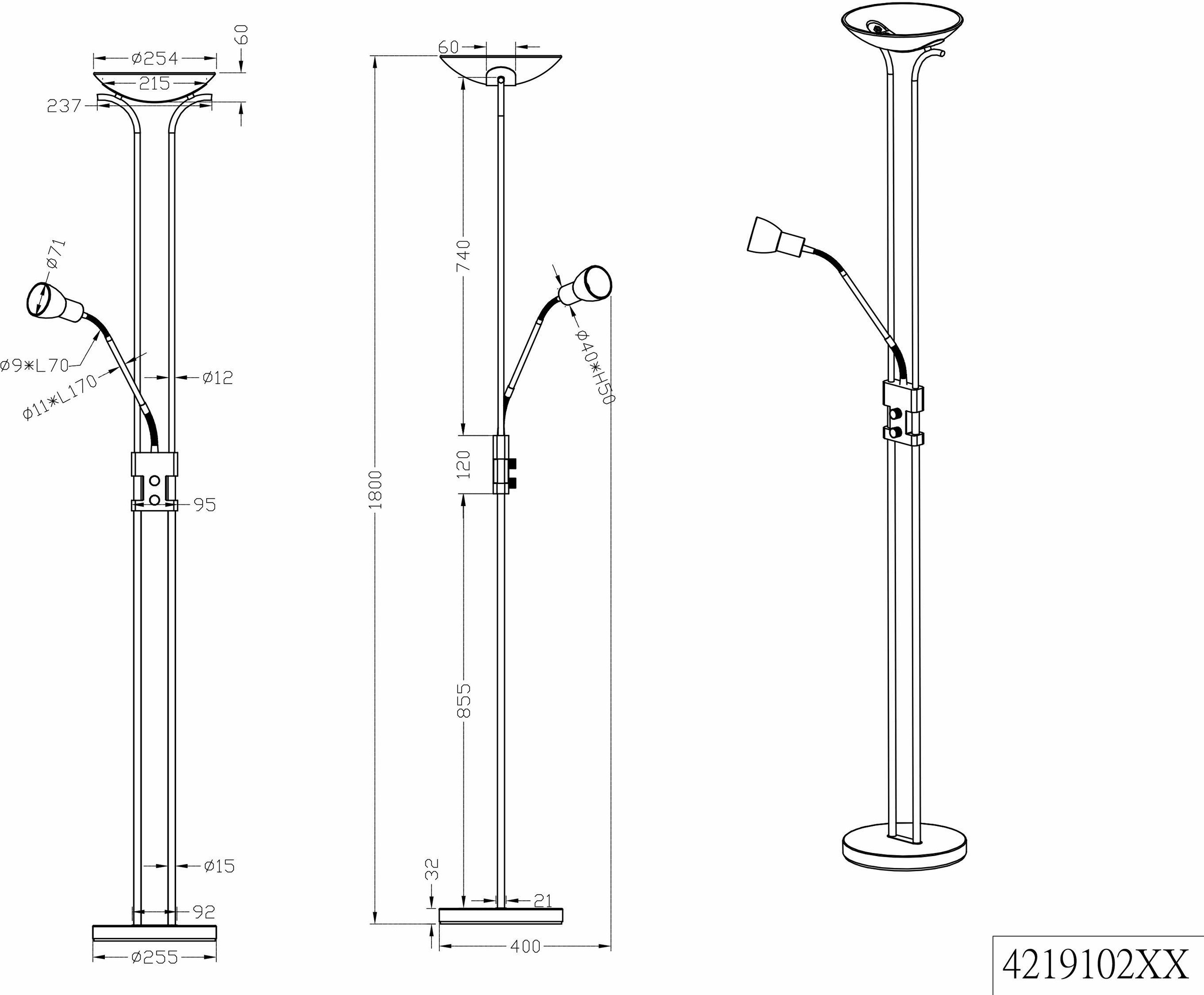 TRIO Leuchten LED Deckenfluter »Santo II«, 2 flammig, Leuchtmittel LED-Modul | LED fest integriert, integrierter Dimmer,Flexibel