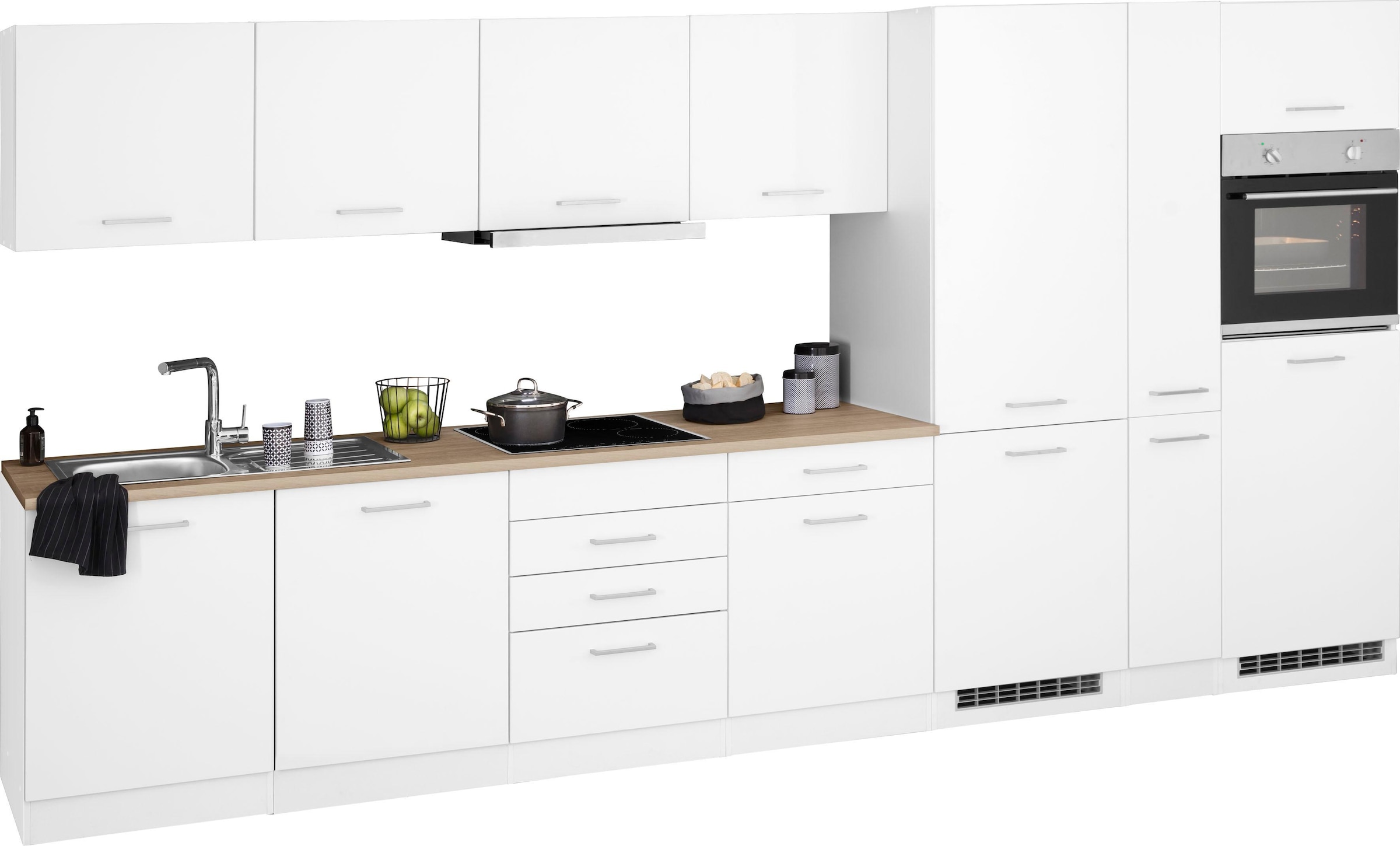 HELD MÖBEL Küchenzeile »Visby«, mit E-Geräten, Breite 390 cm inkl.  Kühl/Gefrierkombination auf Raten bestellen