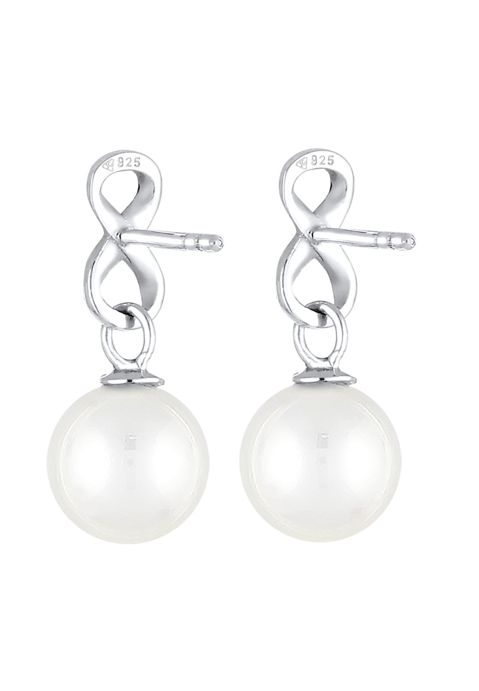 Elli Paar Ohrhänger »Ohrringe Ohrhänger kurz Infinity Muschelkernperle Weiß 925 Sterling Silber«