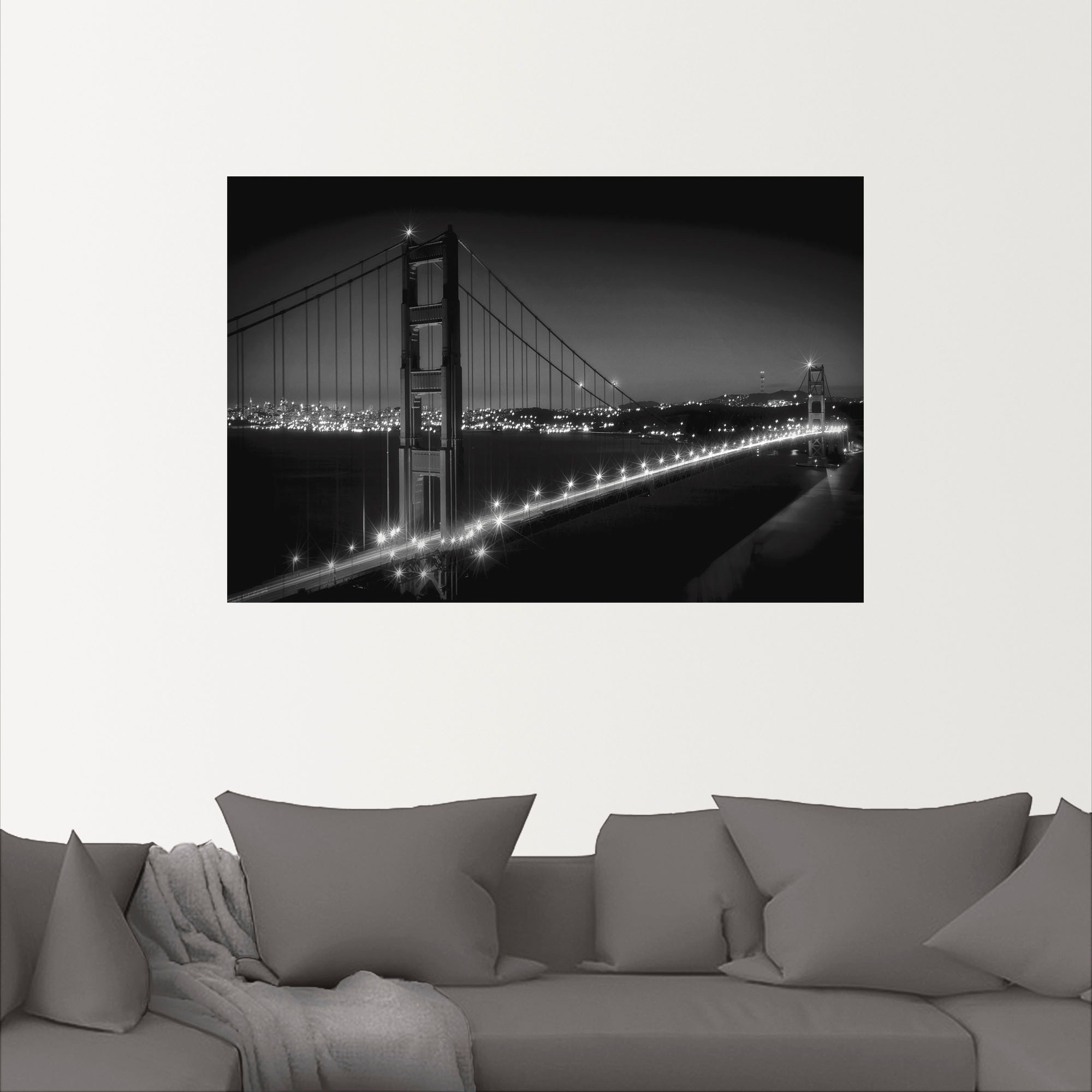 Artland Wandbild »Golden Gate Bridge am Abend«, San Francisco, (1 St.), als Alubild, Outdoorbild, Wandaufkleber in verschied. Größen