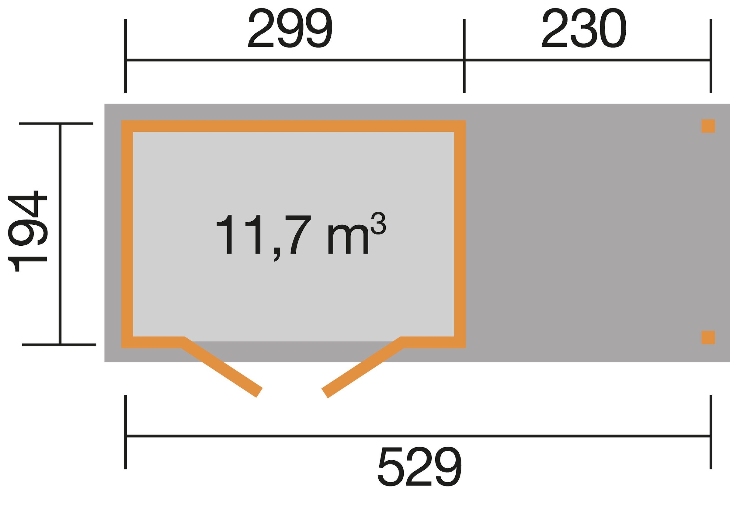 weka Gartenhaus »321 B Gr.4, natur, 19 mm, Anbau 230 cm«