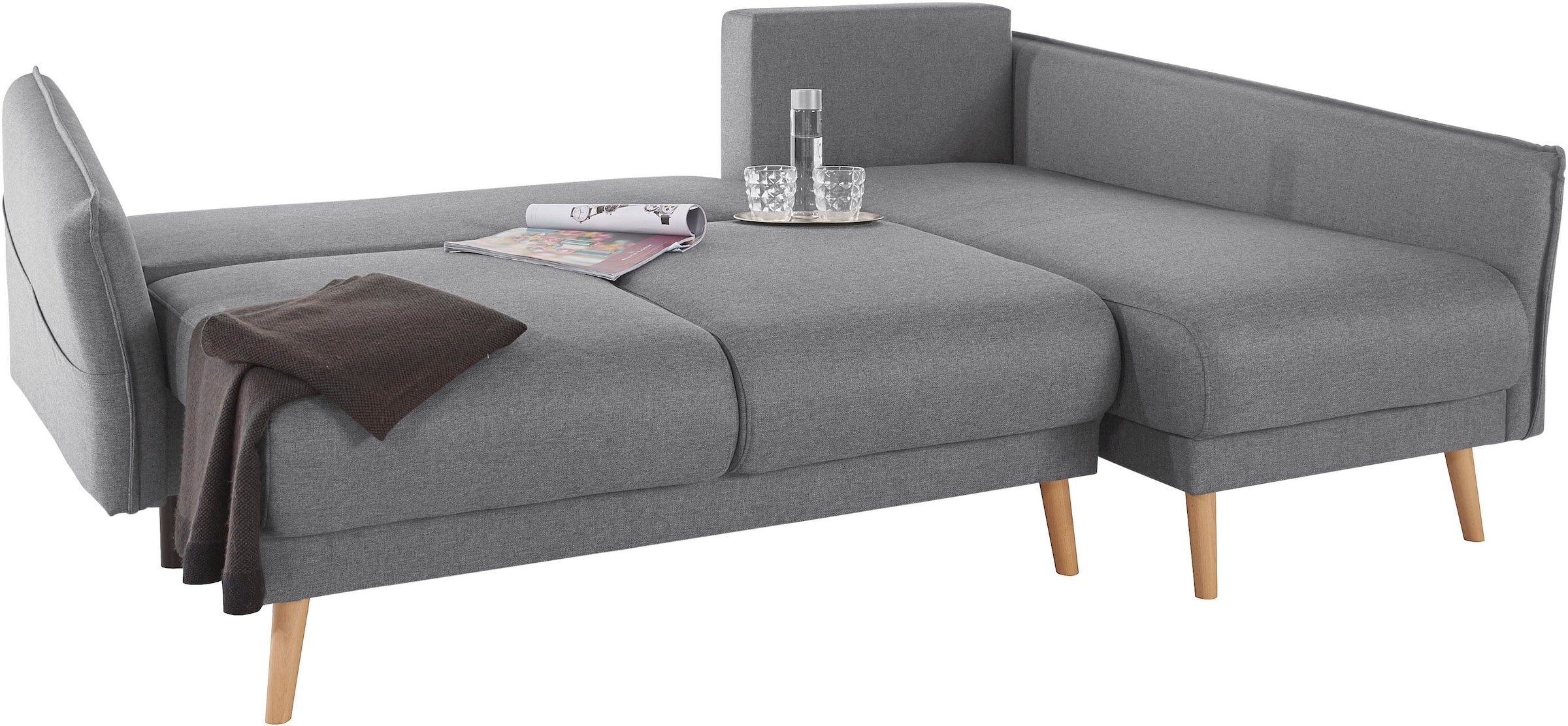 Home affaire Ecksofa »Granbo L-Form«, incl. Bettfunktion und Bettkasten, Federkern-Polsterung, Seitentasche
