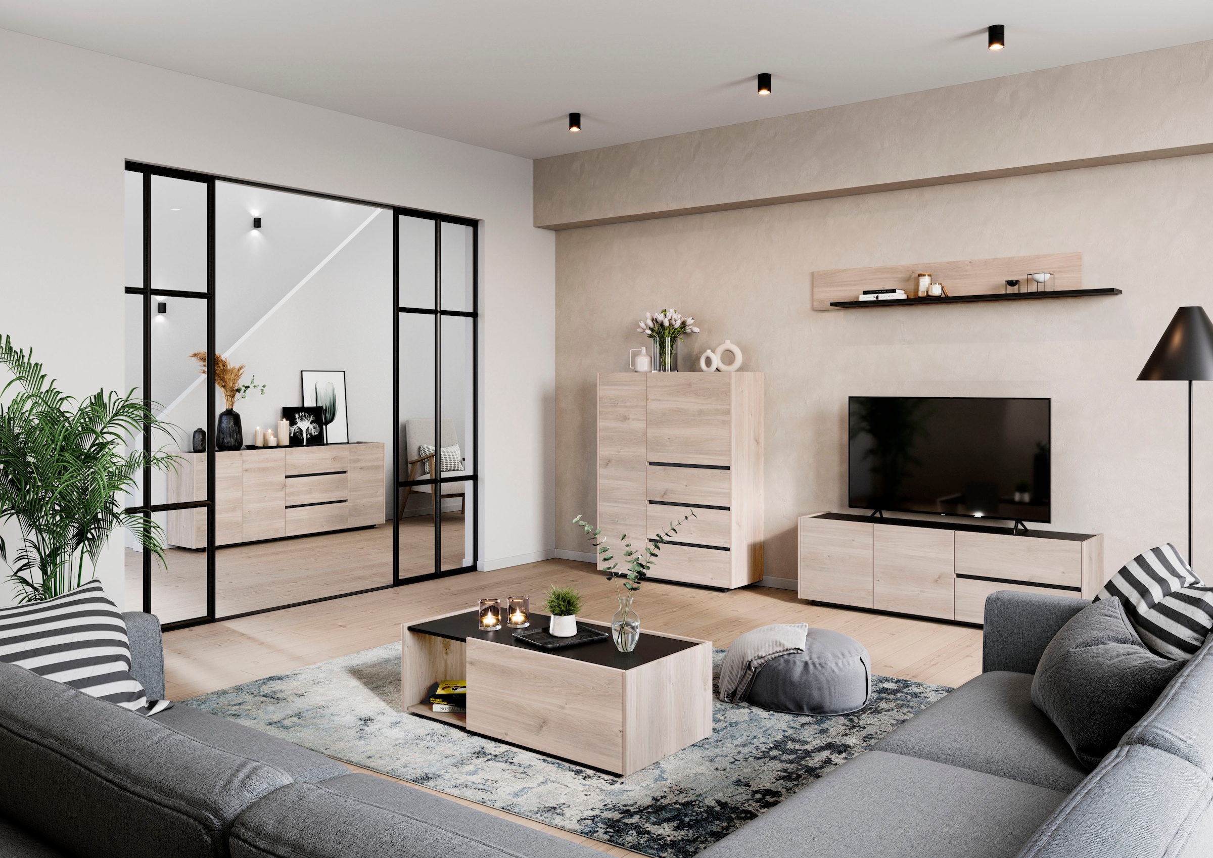 GERMANIA Couchtisch »Cantoria« mit einem offenen und einem geschlossenen Fach, griffloses Design