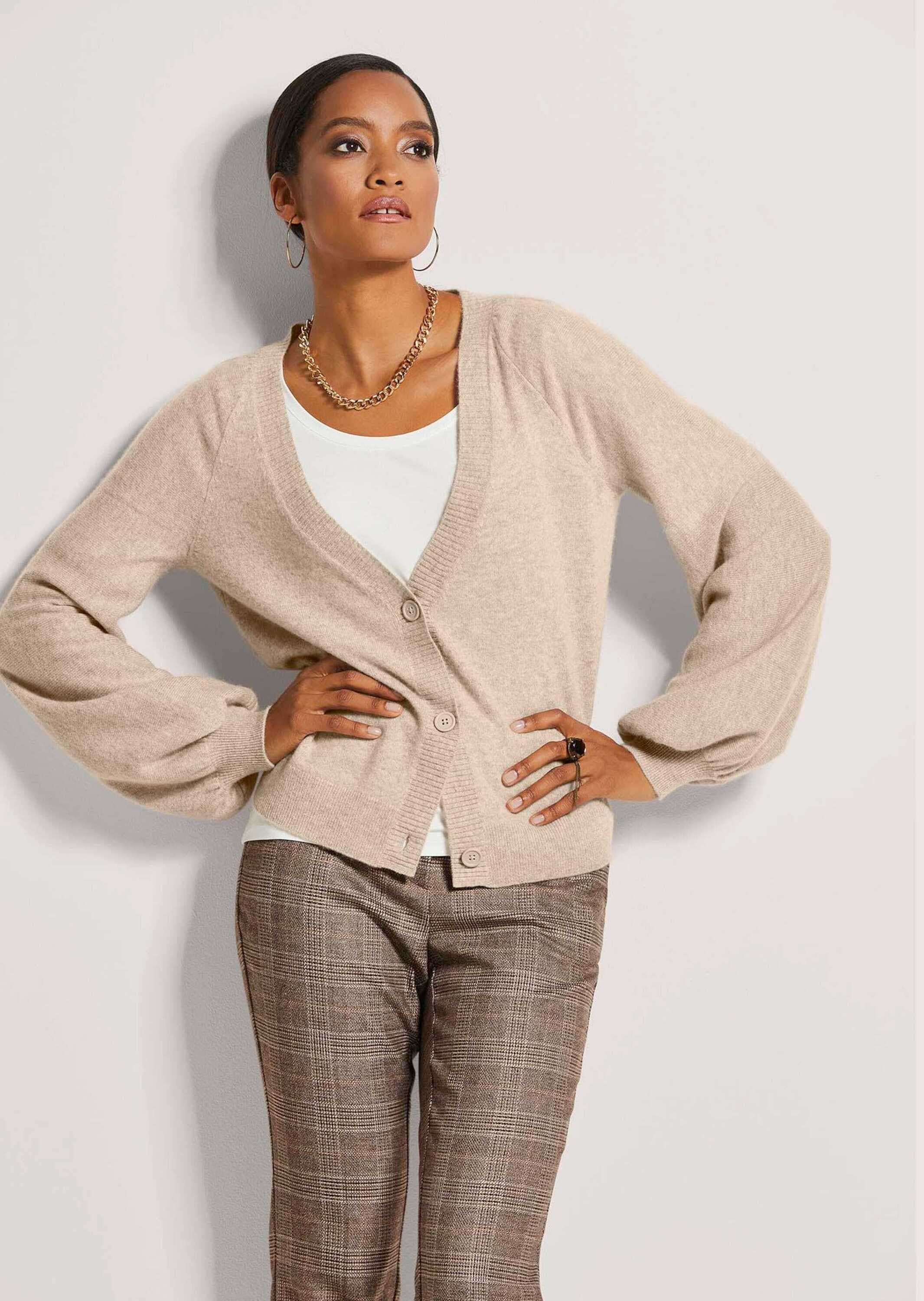 MADELEINE Strickjacke »Strickjacke Kaschmir-Cardigan mit Ballonärmeln«