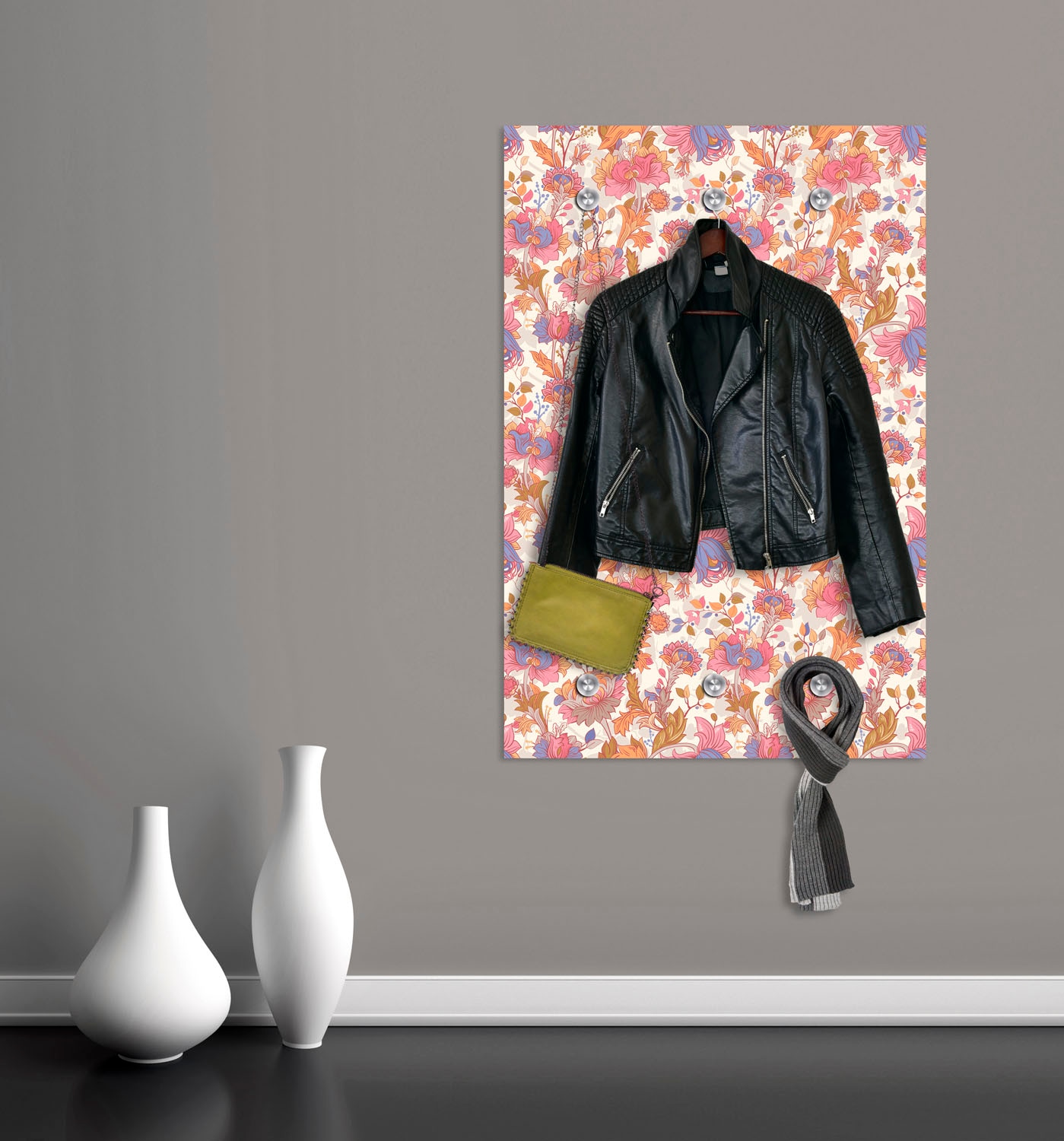 queence Garderobenleiste »Blumen«, mit 6 Haken, 80 x 120 cm
