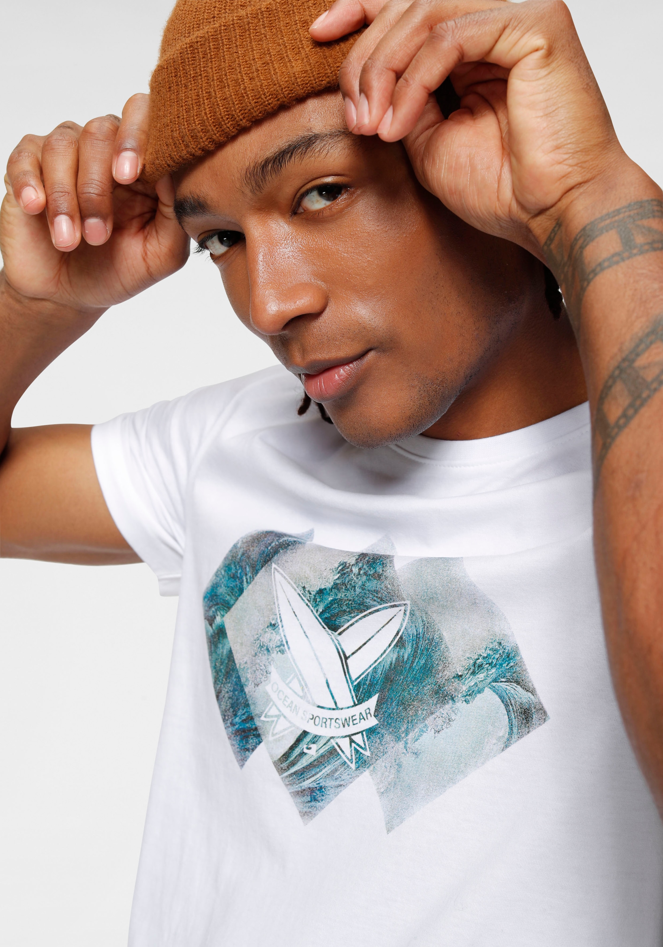 Ocean Sportswear T-Shirt, (2er-Pack), kurzärmelig, schmal geschnitten, mit Print, Rundhalsausschnitt