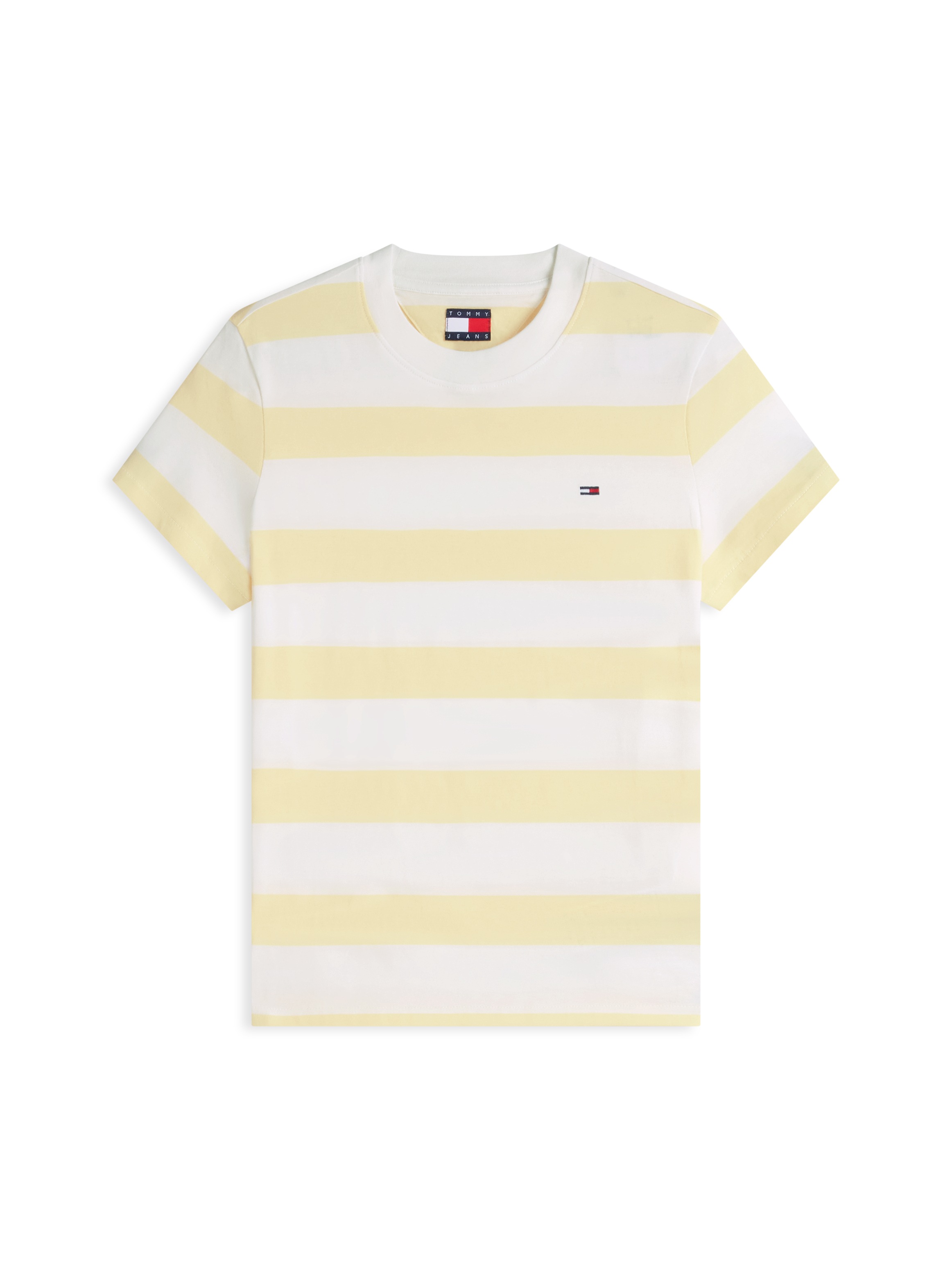 Tommy Jeans Kurzarmshirt »TJW REG S FLAG JERSEY SS TEE EXT« Baumwolle, regular fit, Kurzarm, Blockstreifen