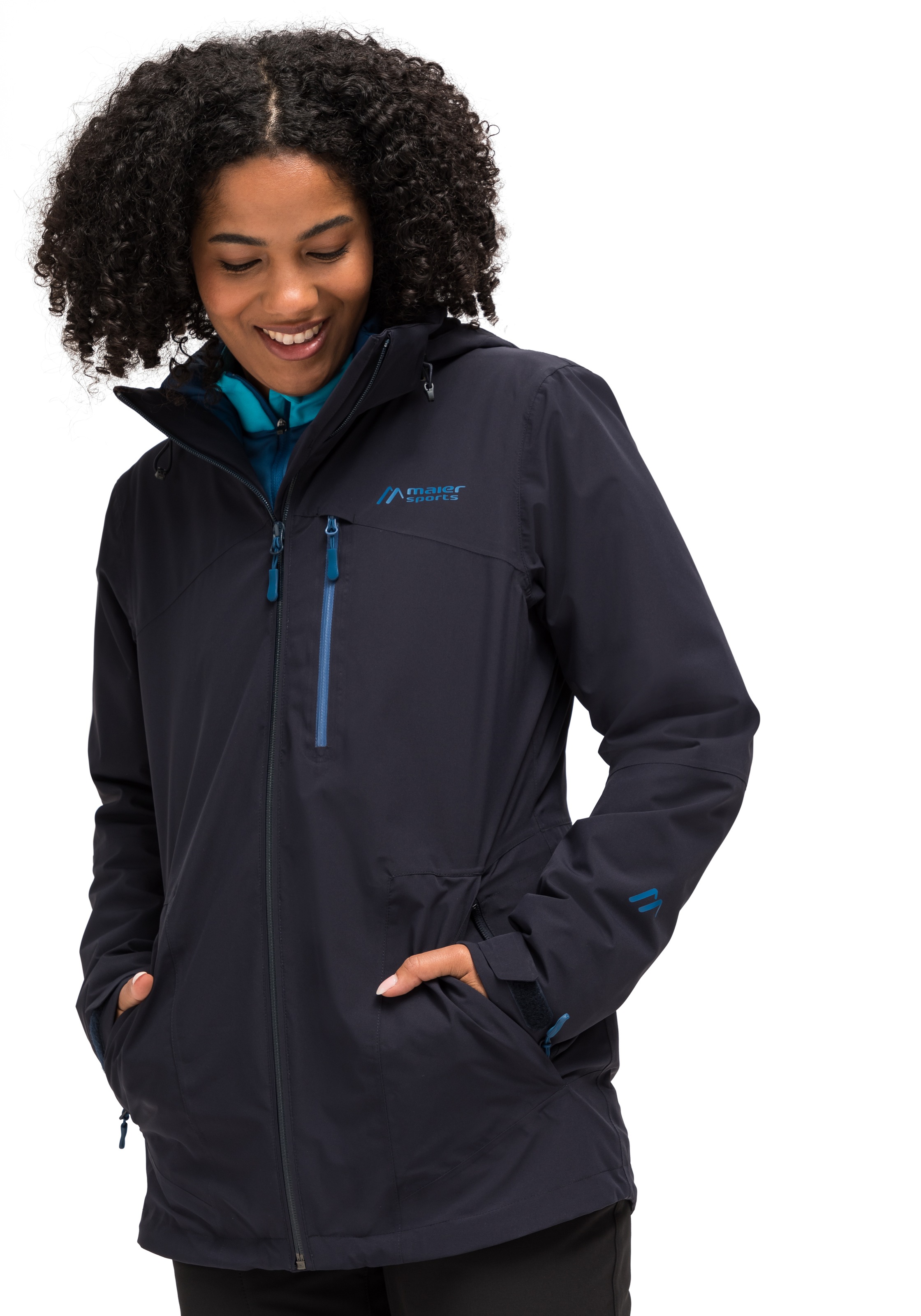 Maier Sports Outdoorjacke »Ribut Long W«, Damen Wanderjacke, atmungsaktiv und wasserdicht, Regenjacke mit Kapuze