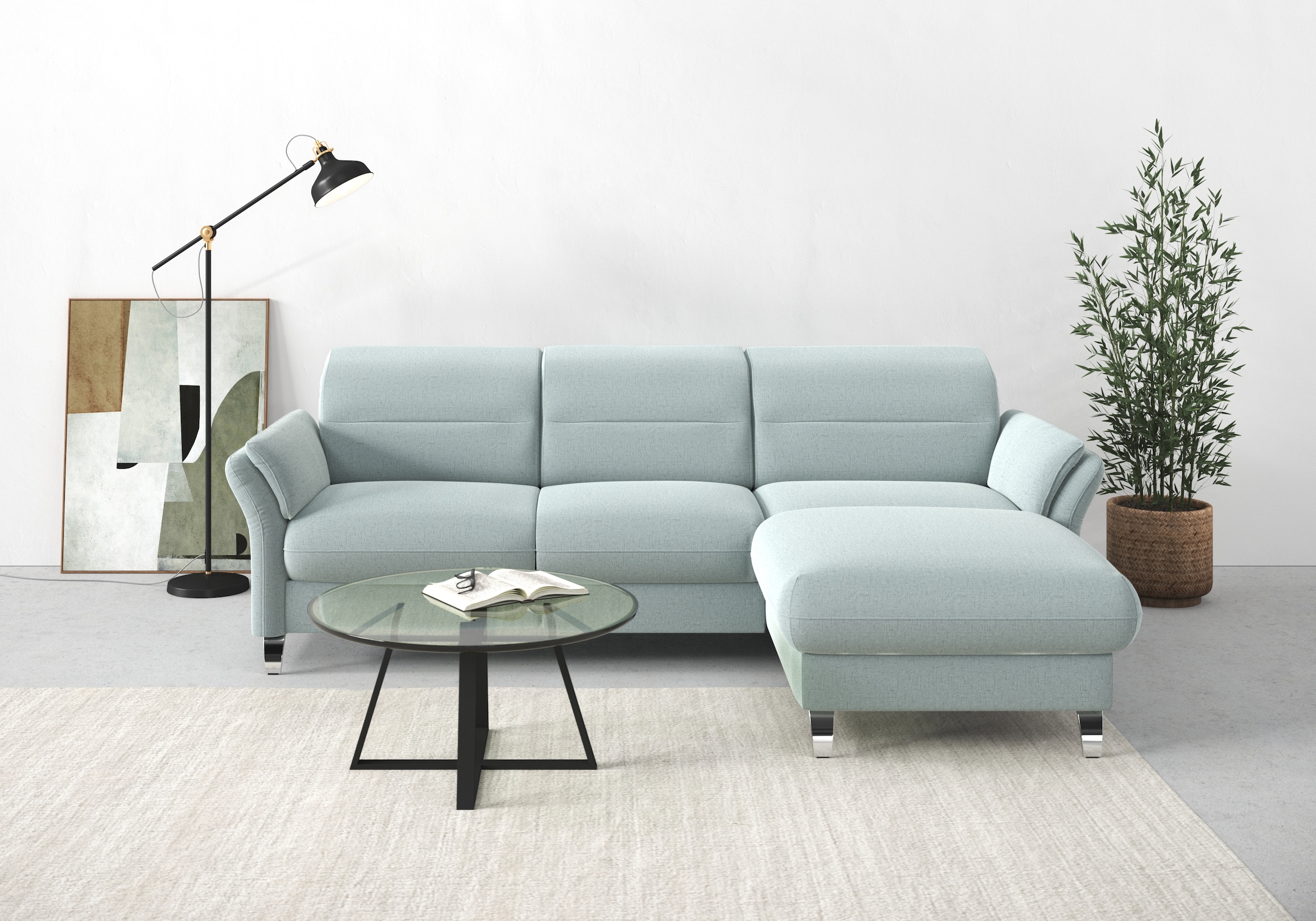 sit&more Ecksofa »Grenoble L-Form mit Federkern« wahlweise mit Bettfunktion, Bettkasten, Arm- und Kopfteilverstellung