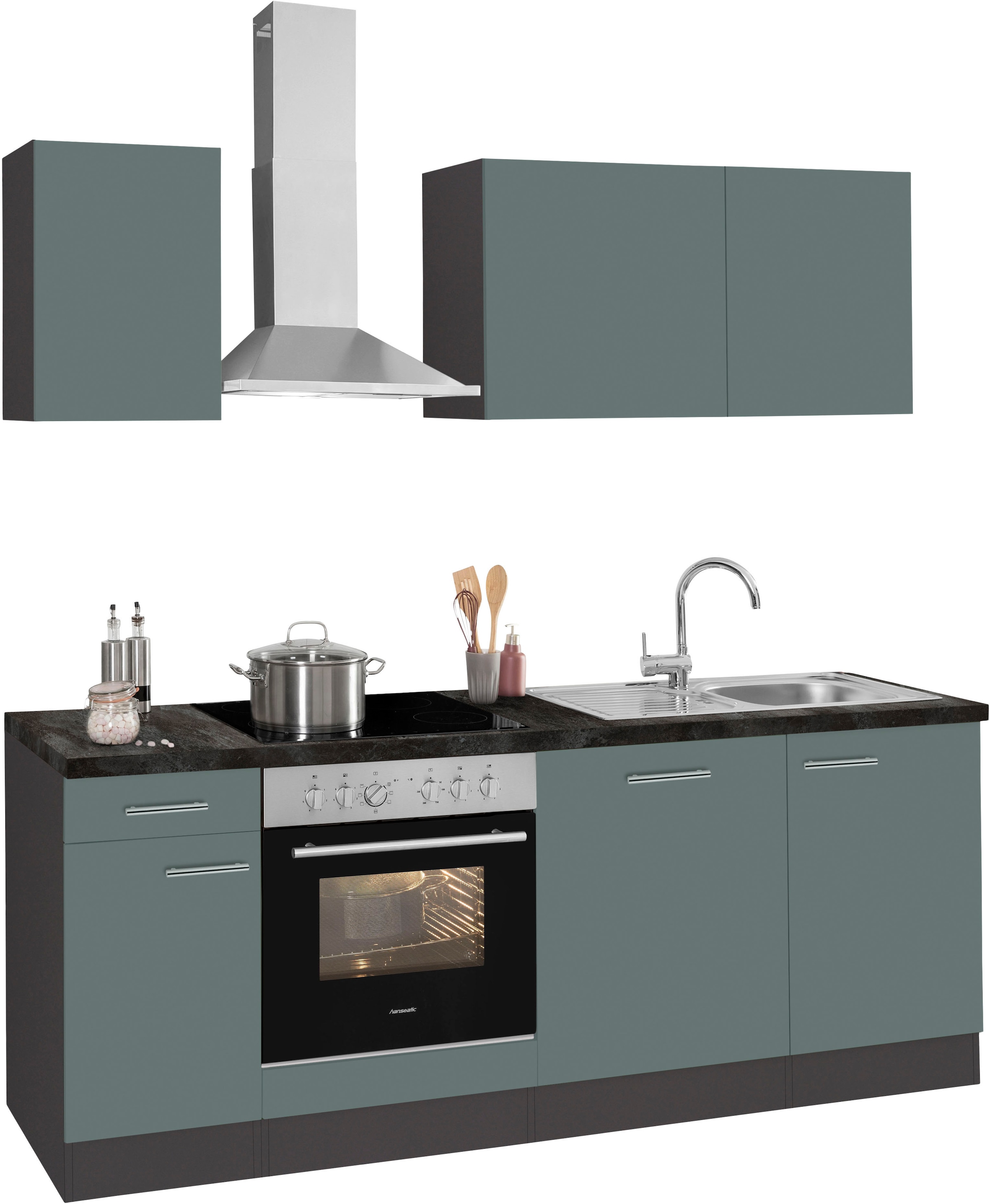 OPTIFIT Küchenzeile »Malika«, Breite 210 cm, mit Hanseatic-E-Geräten, inkl. Geschirrspüler