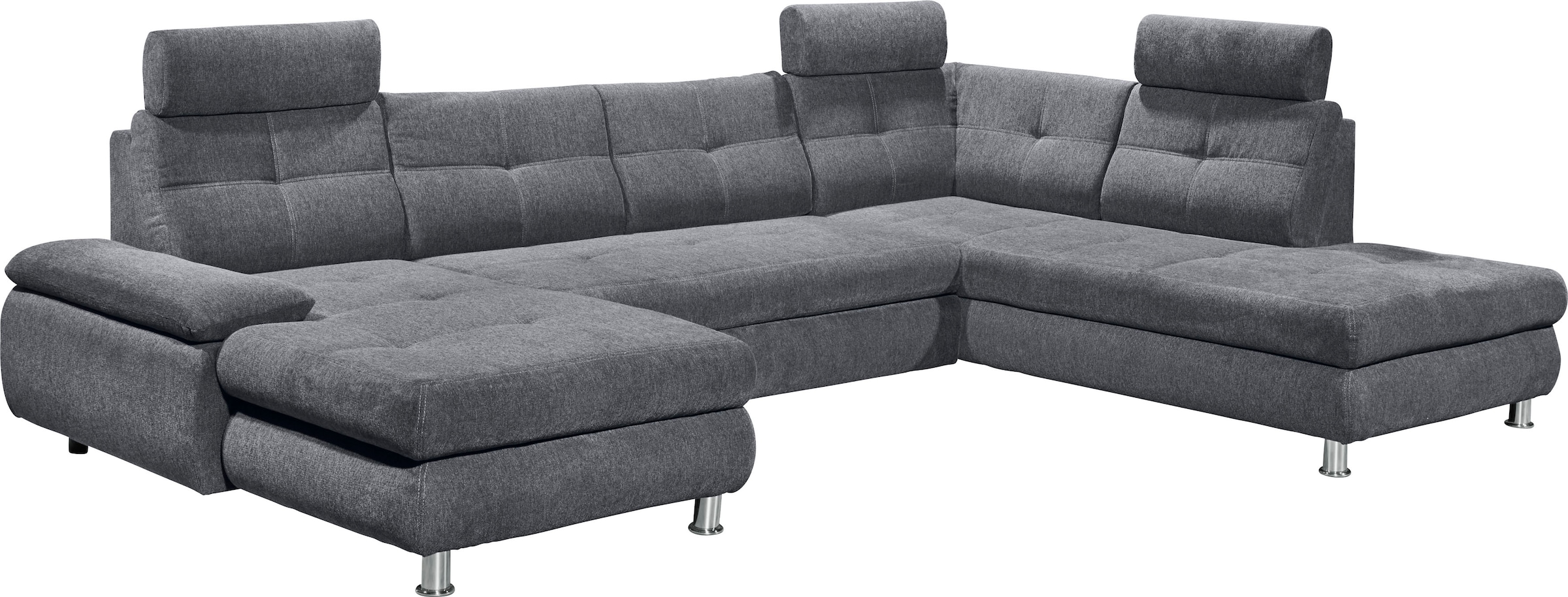 ED EXCITING DESIGN Wohnlandschaft »Alba U-Form« mit Bettfunktion, Bettkasten, Armteilverstellung & Kopfstützen