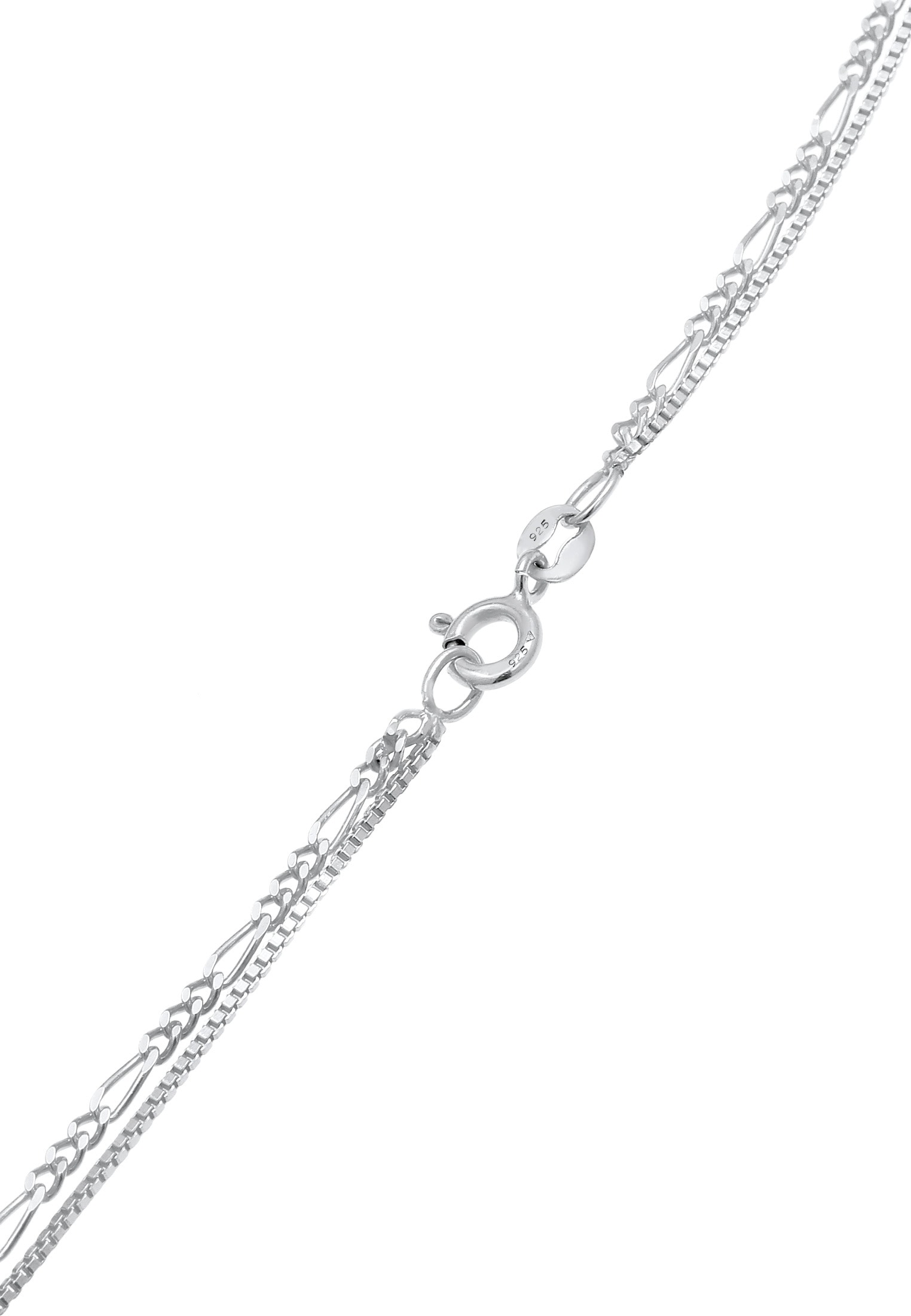 Elli Silberkette »Halskette Layer Münze Figaro Boho 925 Silber«
