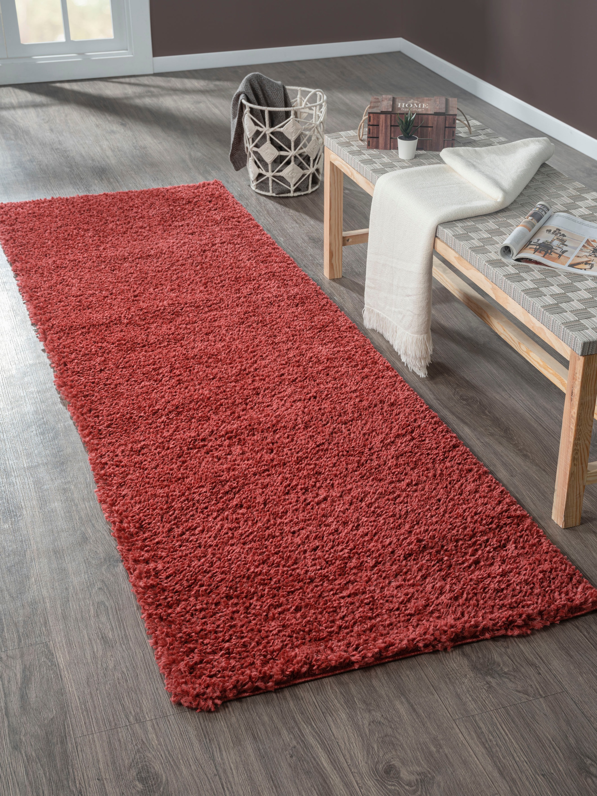 Myflair Möbel & Accessoires Hochflor-Läufer »My Shaggy«, rechteckig, 37 mm Höhe, Shaggy, Uni Farben, leicht glänzend, Microfaser, extra flauschig