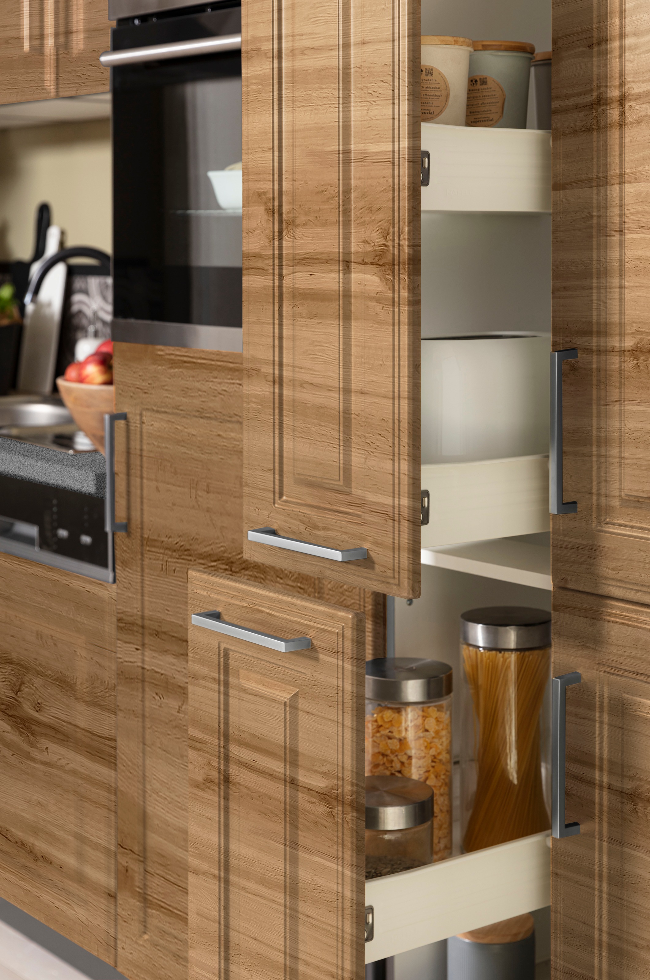 KOCHSTATION Winkelküche »KS-Stockholm« Stellbreite 230/170 cm, mit hochwertigen MDF Fronten im Landhaus-Stil