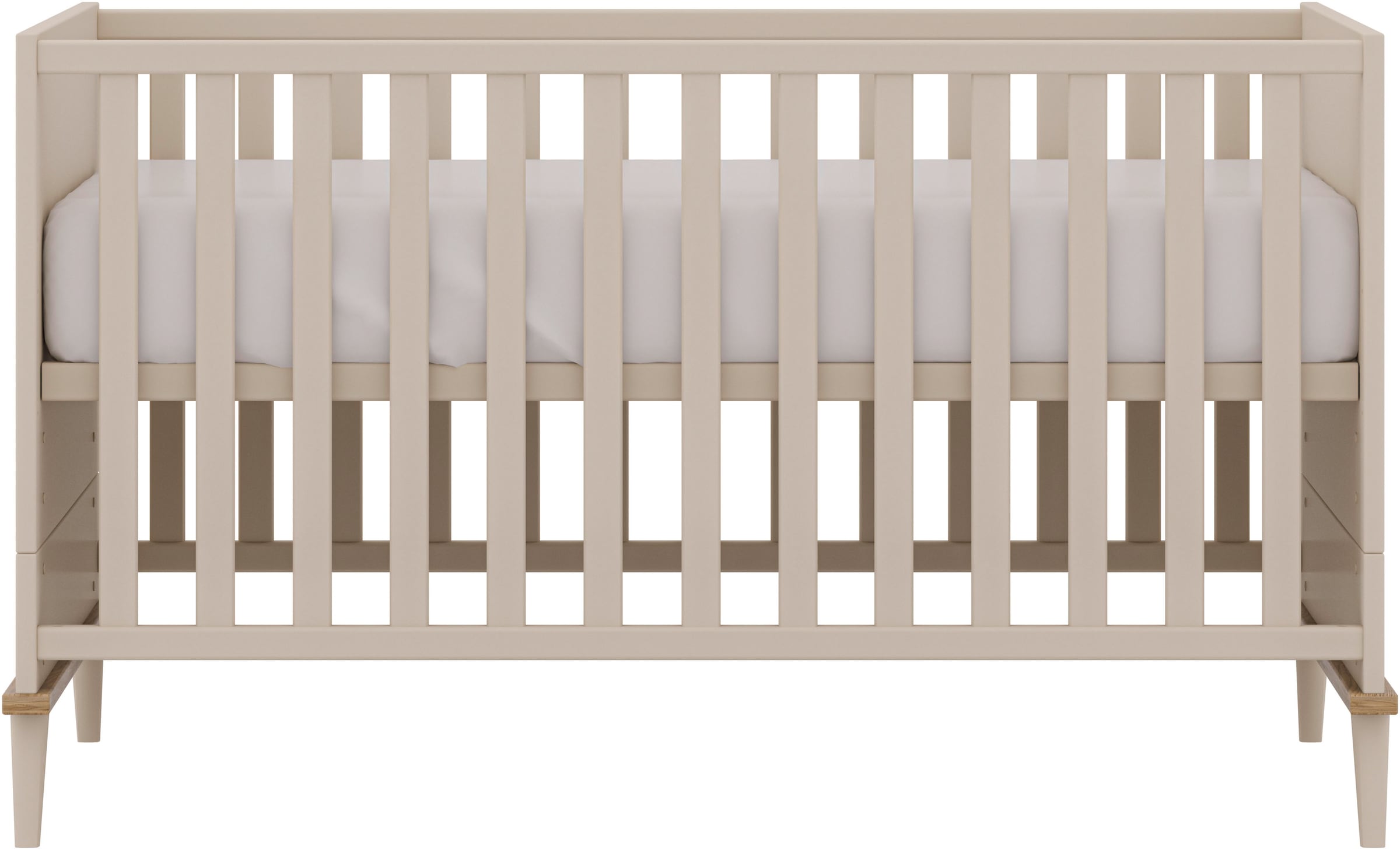 YUNY by PAIDI Babybett »HAZEL 70x140cm in Beige, umbaubares Kinderbett mit Massivholz« Gitterbett 4-fach höhenverstellbar, entnehmbare Sprossen, Juniorbett