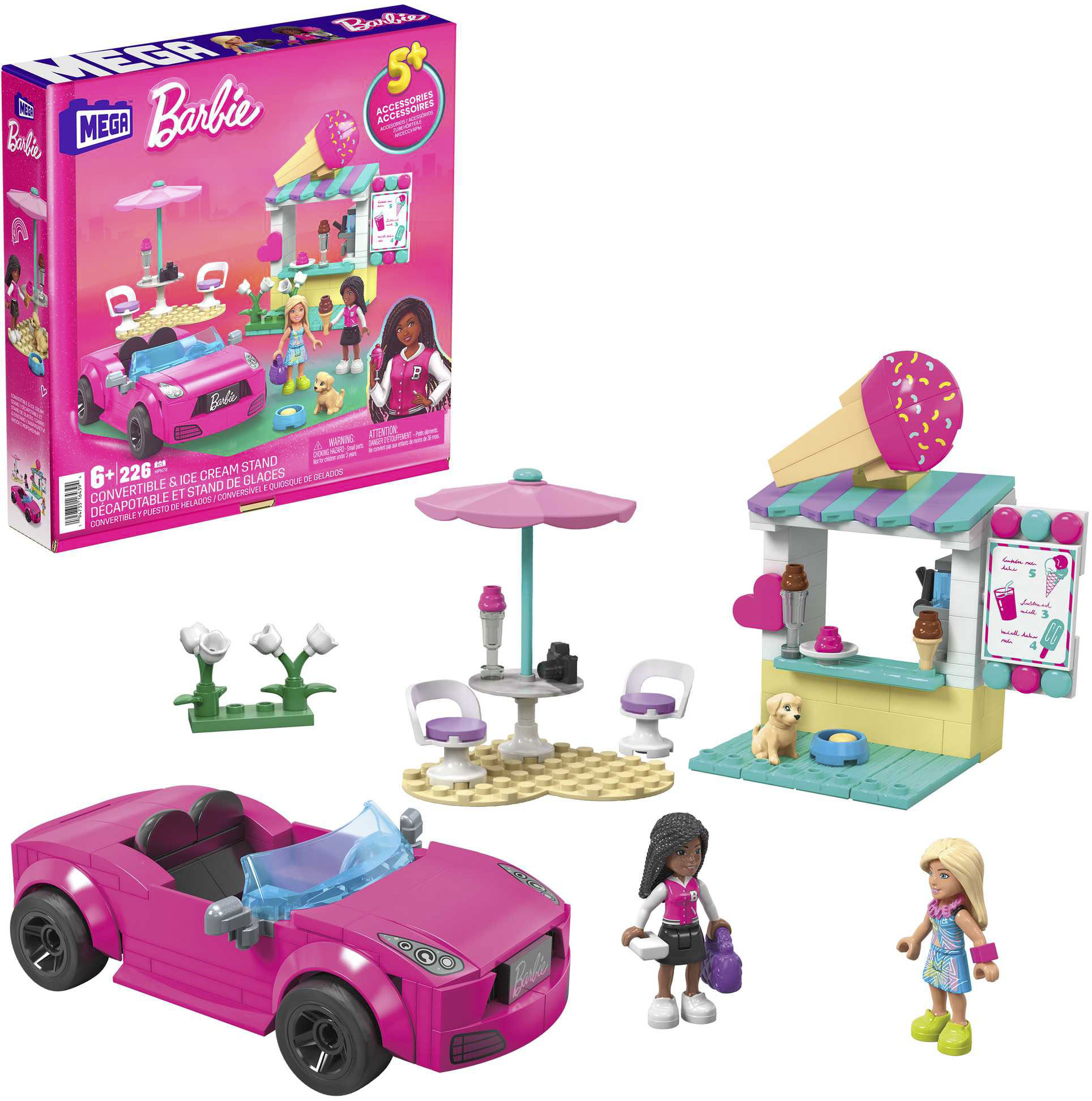Puppen Fahrzeug »MEGA Cabrio & Eisstand«, (Set, 225 tlg.)
