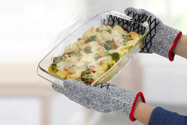 Maximex Grillhandschuhe »2in1«, (Set, 2 tlg.), Schnittschutzhandschuhe für Damen, hitzebeständige Küchenhandschuhe
