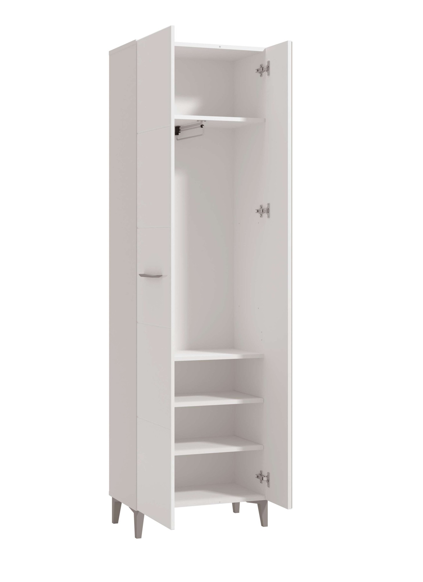 INOSIGN Garderobenschrank »Belfort, Kleiderschrank, Stauraumschrank, Flurschrank, Höhe 195 cm«, in Opaque Weiß mit MDF-beschichtet Fronten, mit Spiegel