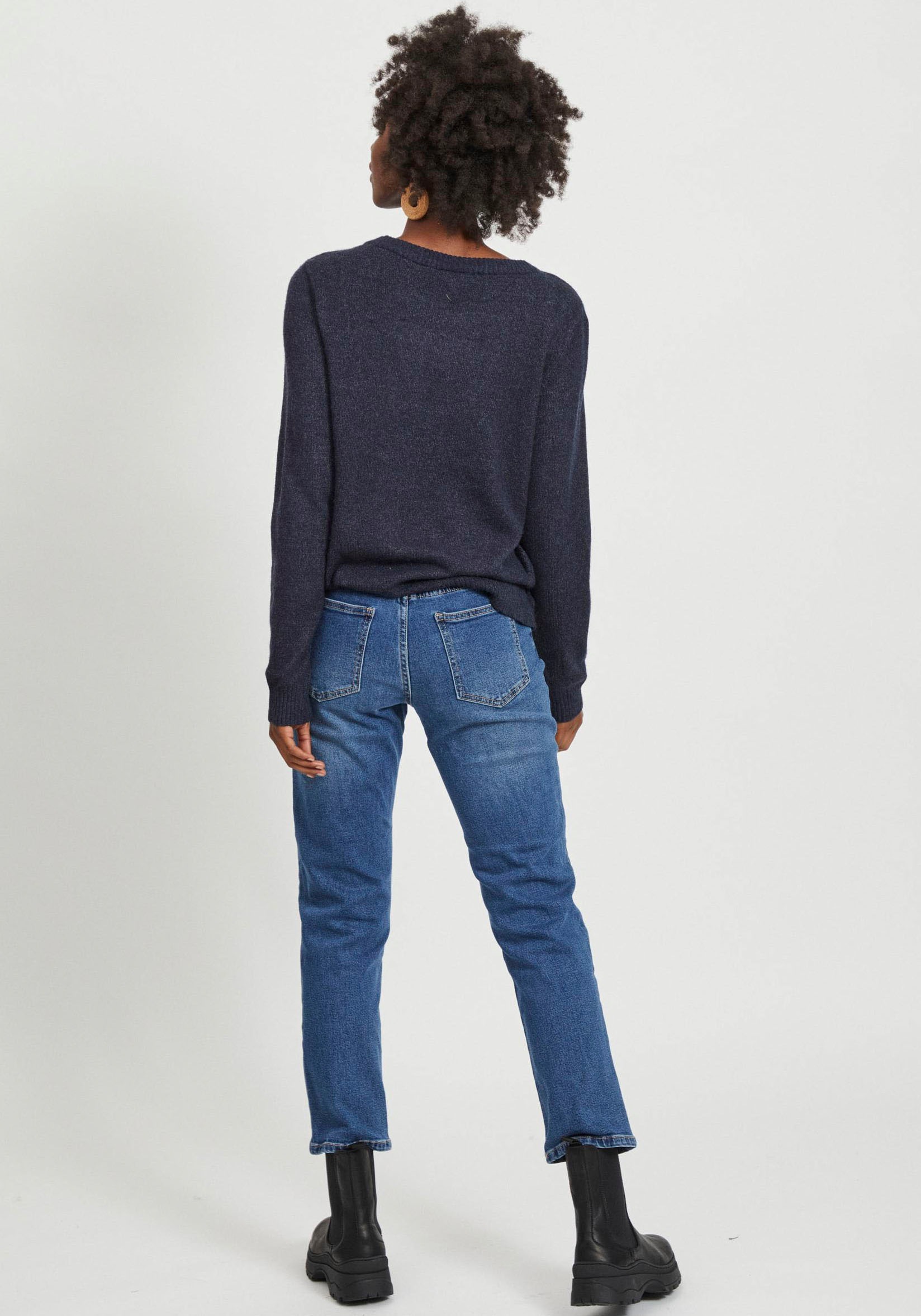 Vila Rundhalspullover »VIRIL-O-PULLI«, Feinstrick mit feinen Strickdetails