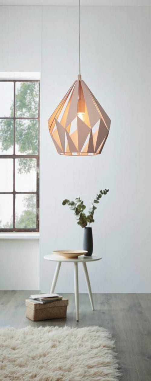 EGLO Hängeleuchte »CARLTON-P« E27 1 Stk. Vintage Pendelleuchte, Retro Hängelampe, Stahl, Pastell apricot, Ø31cm