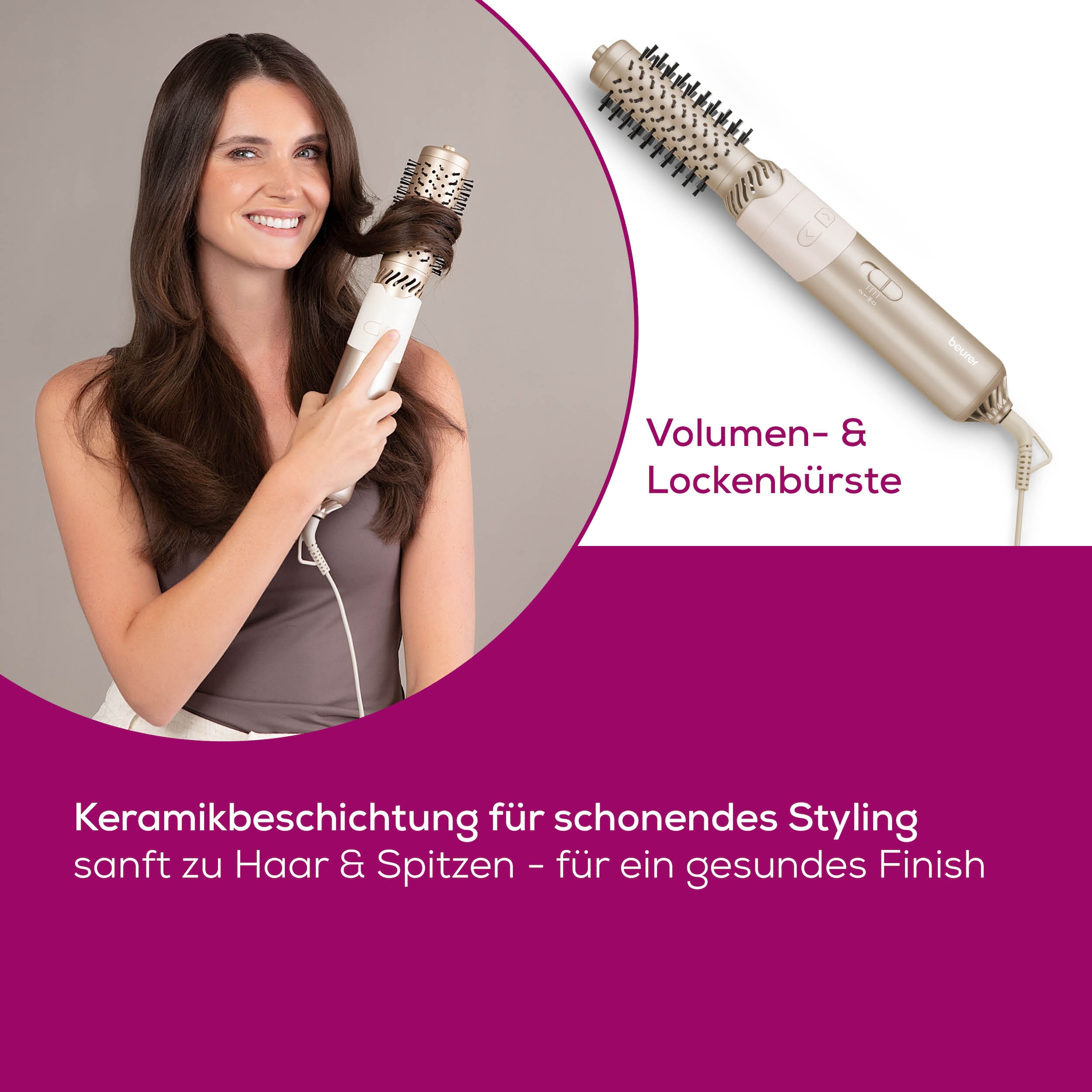 BEURER Warmluftbürste »HT 85 rotierend, mit integrierter Ionenfunktion« 2 Aufsätze Einfaches Styling in Sekunden dank automatischer Rotation