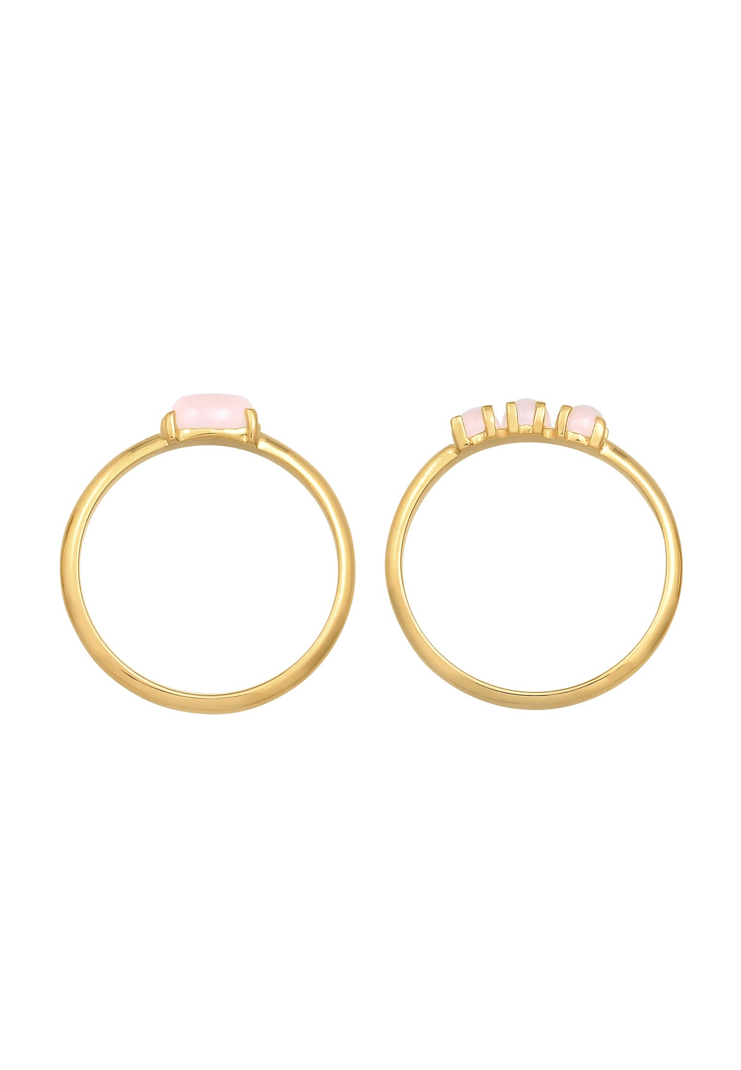 Elli Ring-Set »Ring Quarz Rosa Stapelringe 2er Set 925 Silber«
