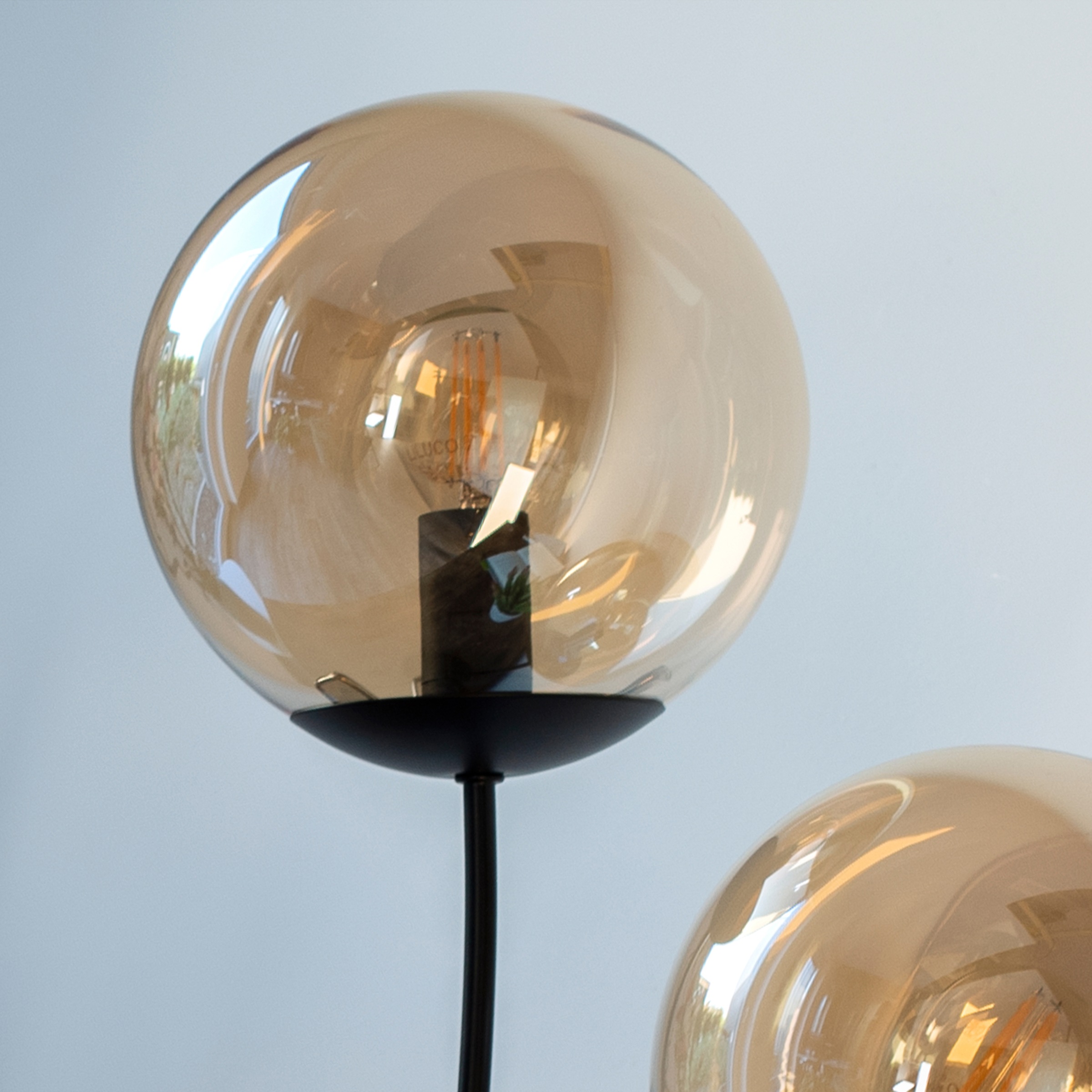 andas Tischleuchte »Nymölla«, 2 flammig-flammig, großen kaufen lackiert mit Glaskörpern, mit 3 schwarz Jahren Oberfläche | online Garantie amberfarbigen XXL
