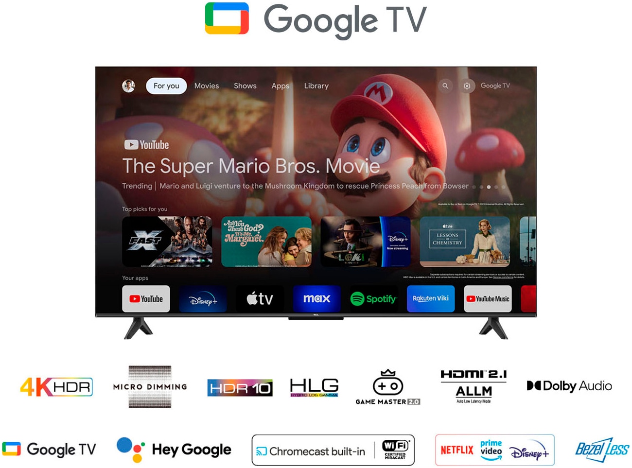 TCL LED-Fernseher »65V6BX1«, 4K Ultra HD, Google TV-Smart-TV