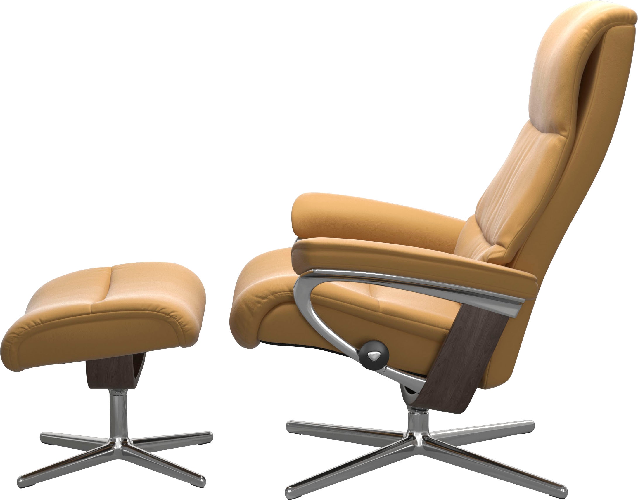 Stressless® Relaxsessel »View«, (Set, Relaxsessel mit Hocker), mit Hocker, mit Cross Base, Größe S, M & L, Holzakzent Wenge