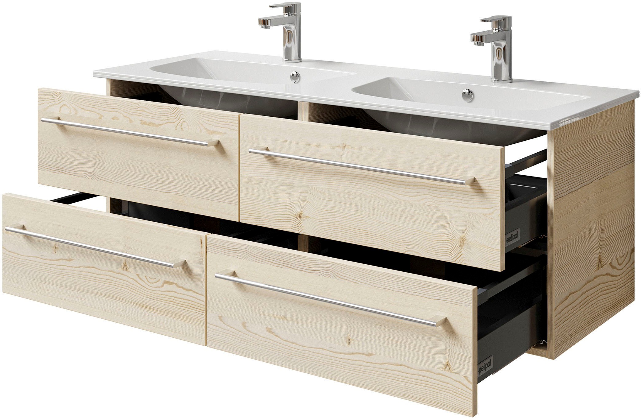Saphir Badmöbel-Set »Serie 6025 2-teilig Mineralmarmor-Waschtisch mit LED-Spiegelschrank« 2 Stk. tlg.