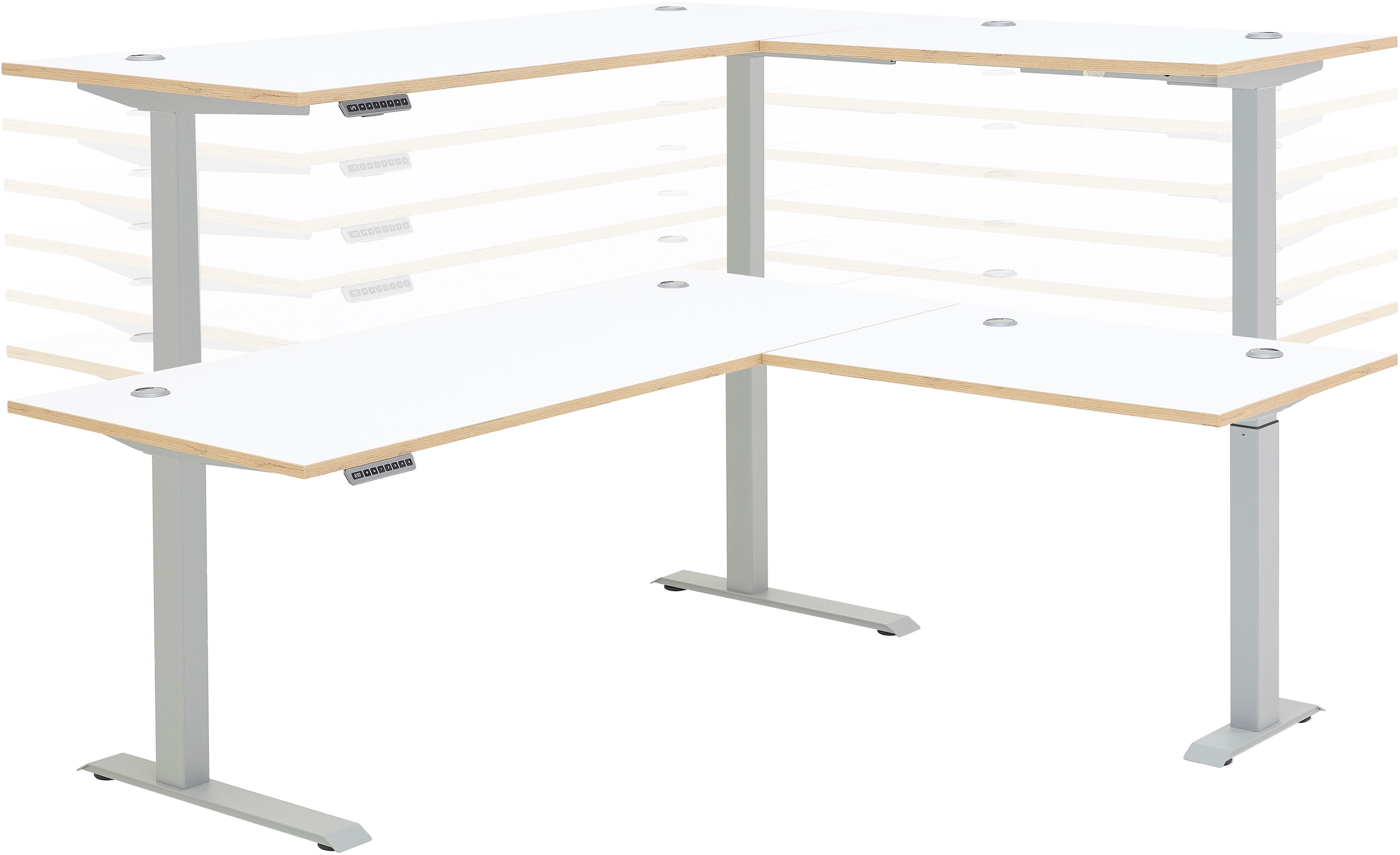Innostyle Schreibtisch »Memphis Eckschreibtisch, 185x72x177cm (B/H/T)«, (1 St.), Soft Touch Oberfläche, Füße justierbar, Memory Funktion