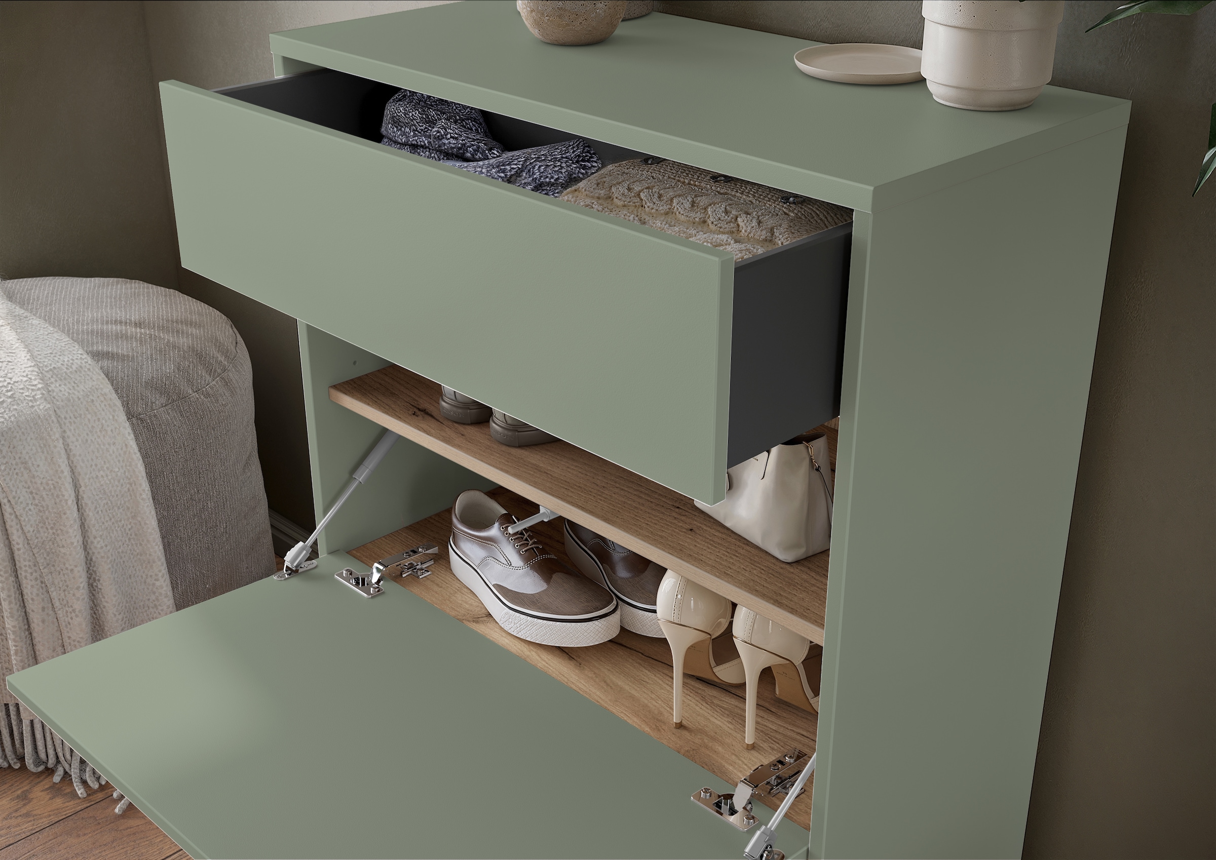GERMANIA Schuhschrank »Binetto« 1 Stk. tlg. Garderobenschr., mit Schubl., Push-to-open, verstellb. Böden,  B: 70cm