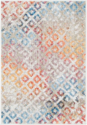 Teppich »Coloured«, rechteckig, Kurzflor, gewebt, modernes Design, buntes Rauten Muster