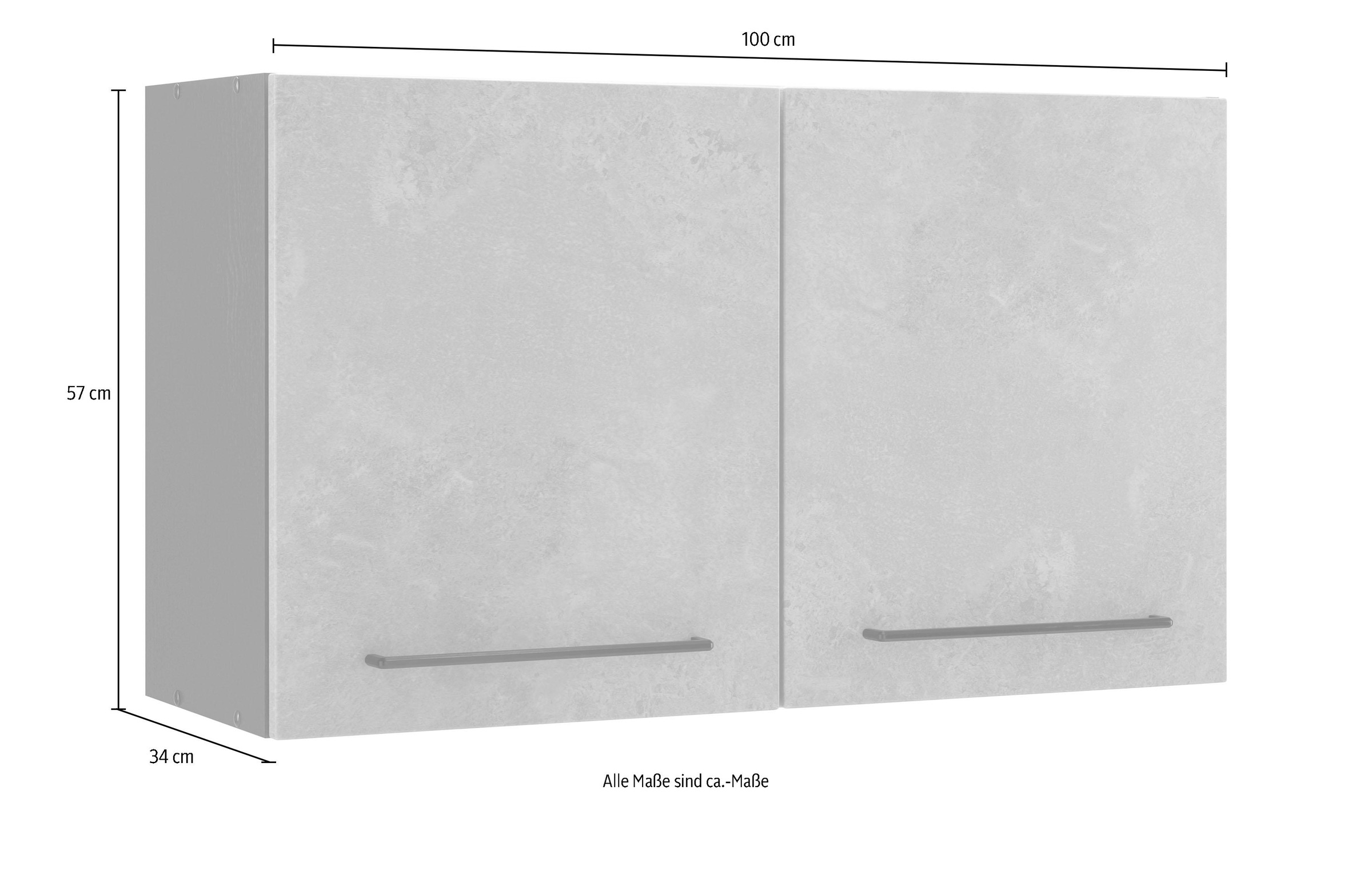 KOCHSTATION Hängeschrank »KS-Tulsa«, 100 cm breit, 57 cm hoch, 2 Türen, schwarzer Metallgriff, MDF Front