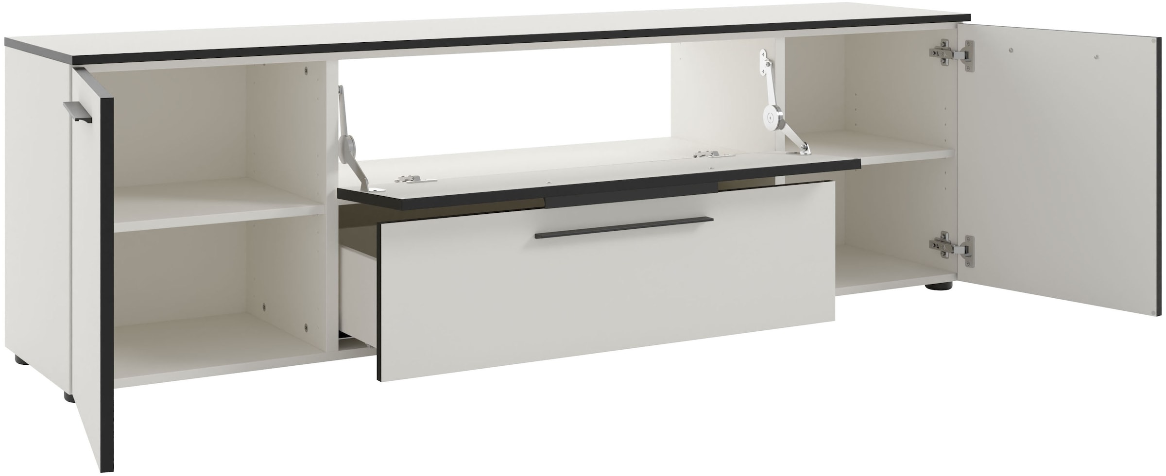 Manjana Möbel Lowboard »mit Schwarz matten Metallgriffen«