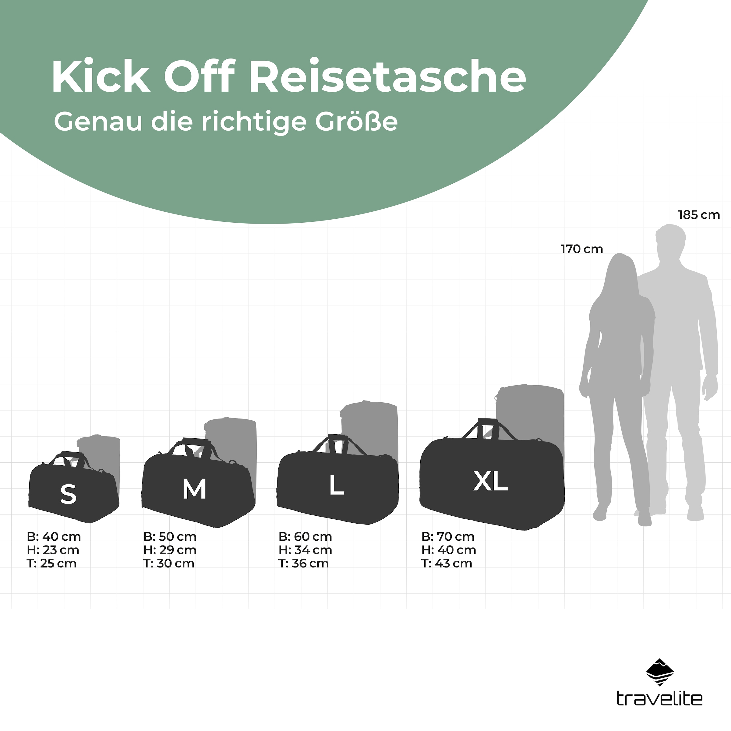 travelite Reisetasche »KICK OFF, verschiedene Größen und Farben« Reisegepäck Sporttasche Freizeittasche mit Aufsteckfunktion