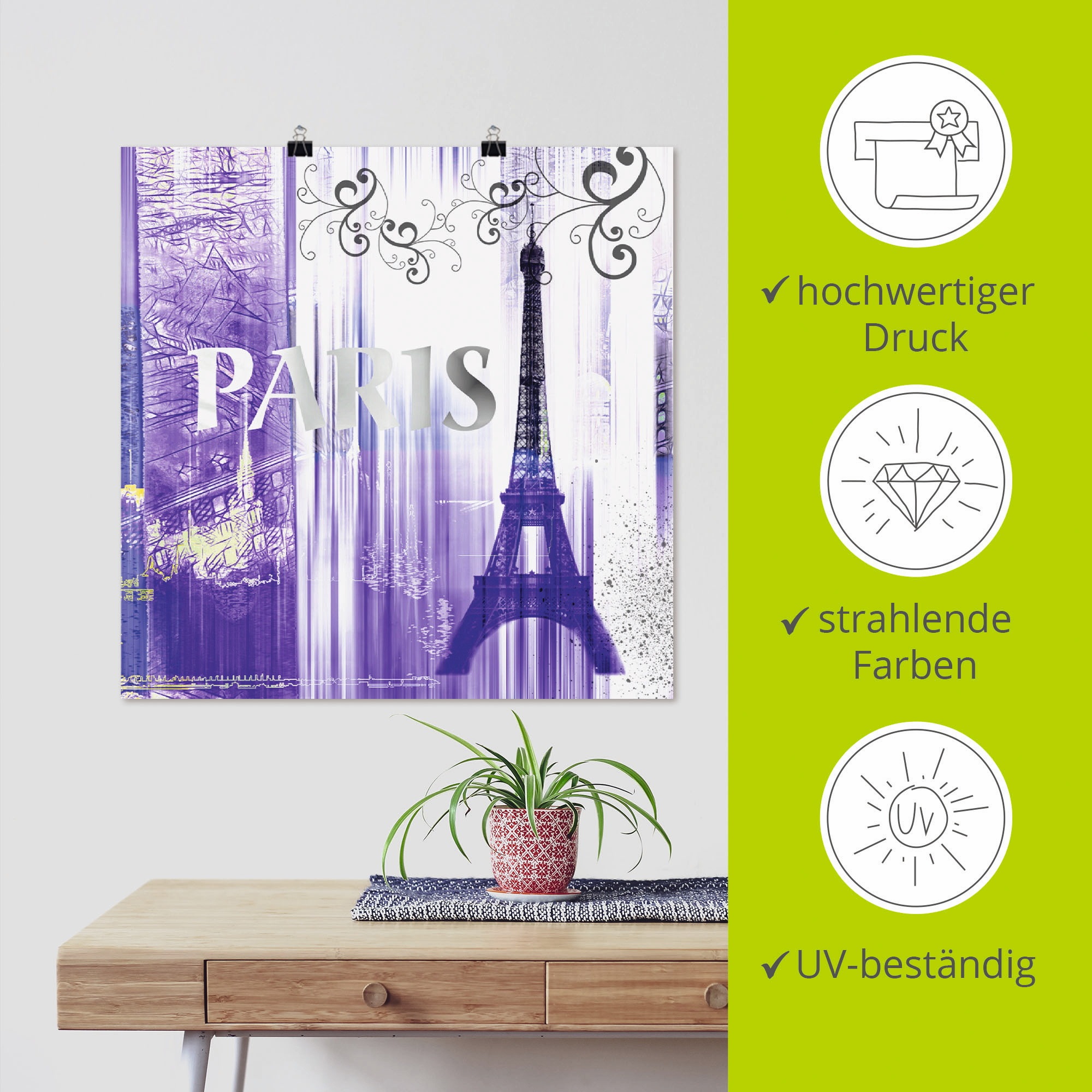 Artland Wandbild »Paris Skyline Collage II«, Gebäude, (1 St.), als Leinwandbild, Poster in verschied. Größen