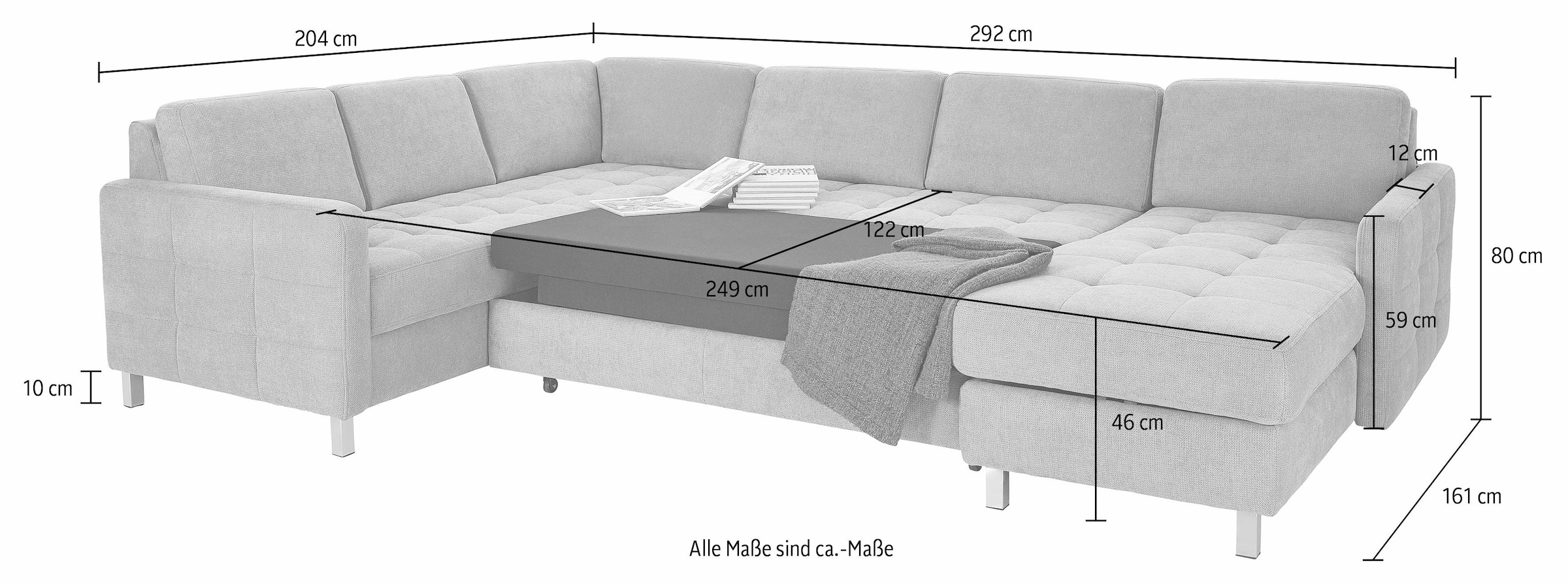 sit&more Wohnlandschaft Pablo U-Form, wahlweise mit Bettfunktion und Bettkasten