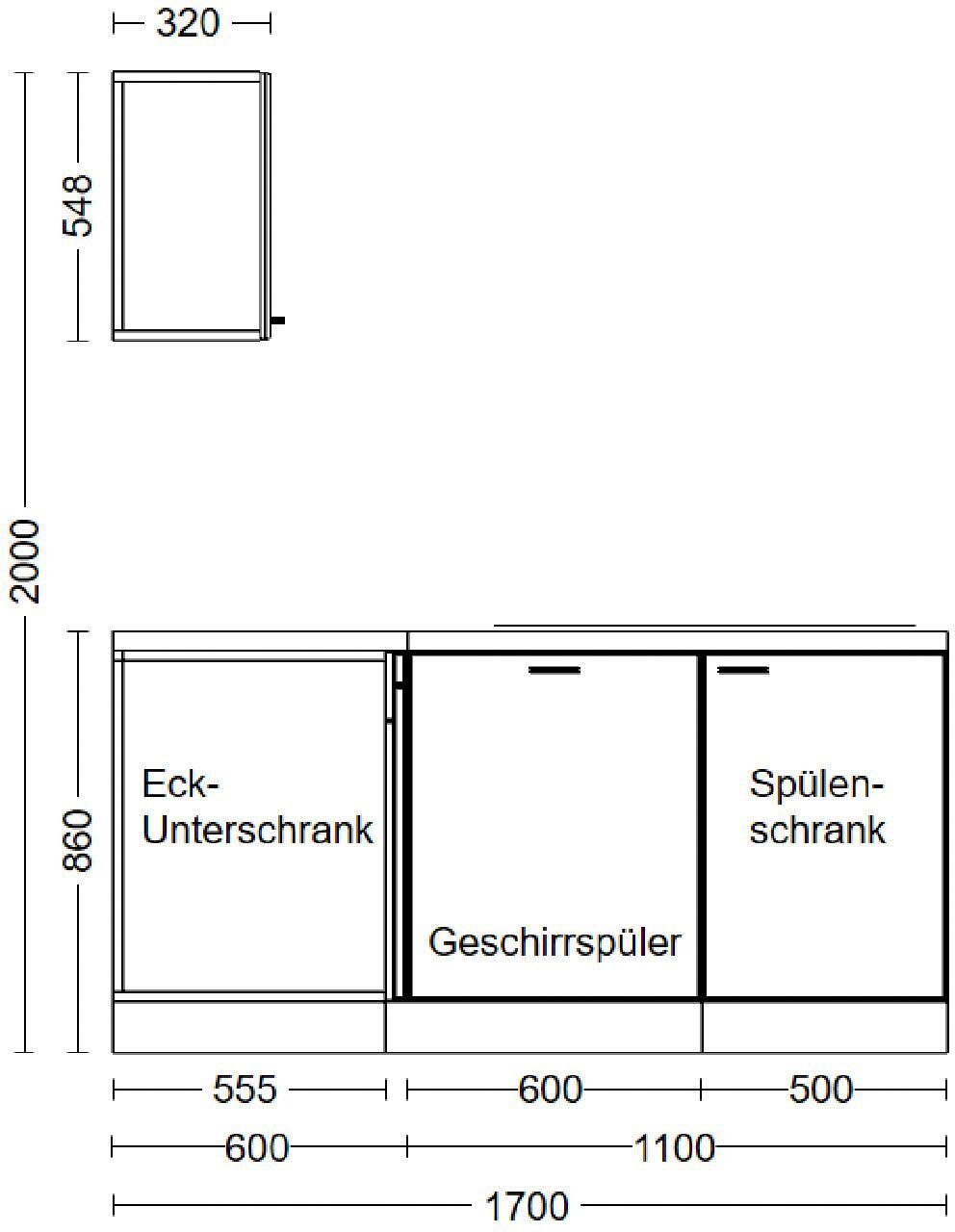 Flex-Well Küche »Lucca«, wahlw. mit E-Geräten, Stellmaß 280x170 cm