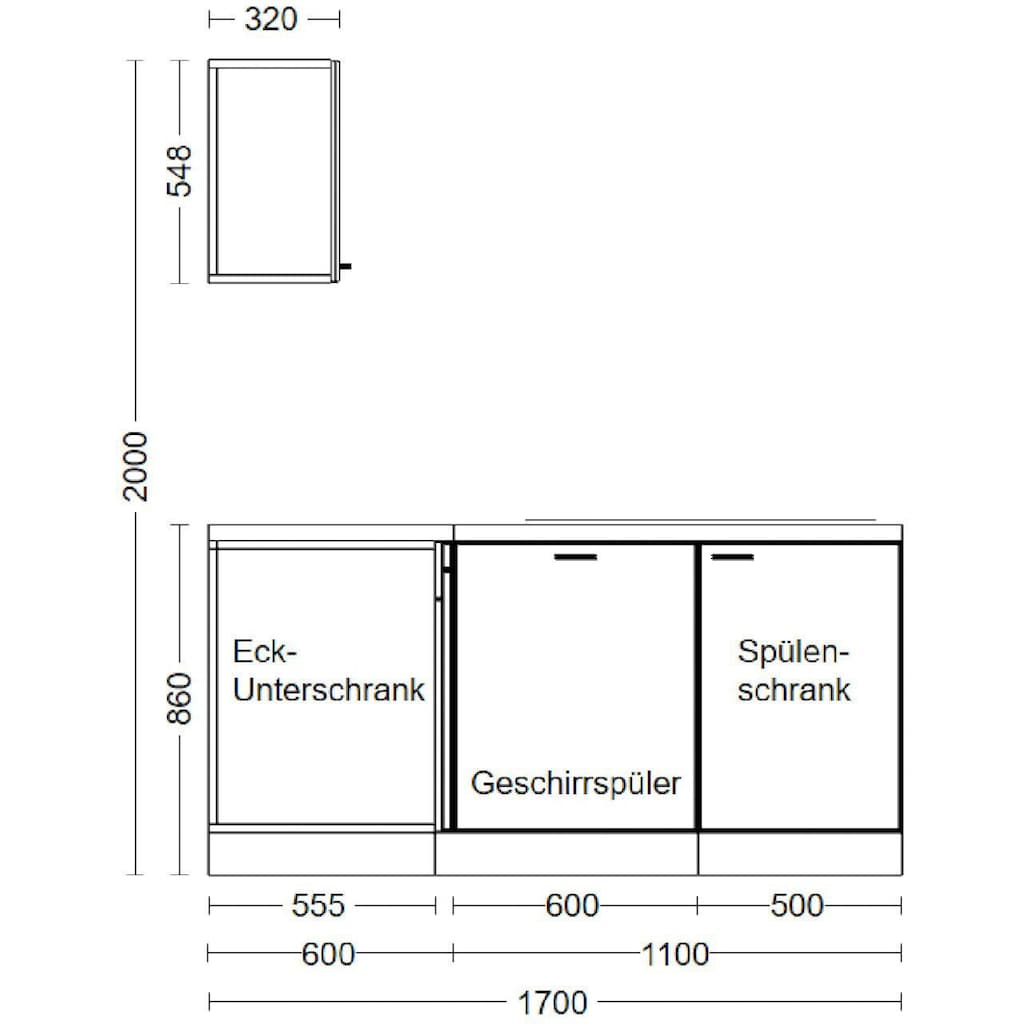 Flex-Well Küche »Lucca«, wahlw. mit E-Geräten, Stellmaß 280x170 cm