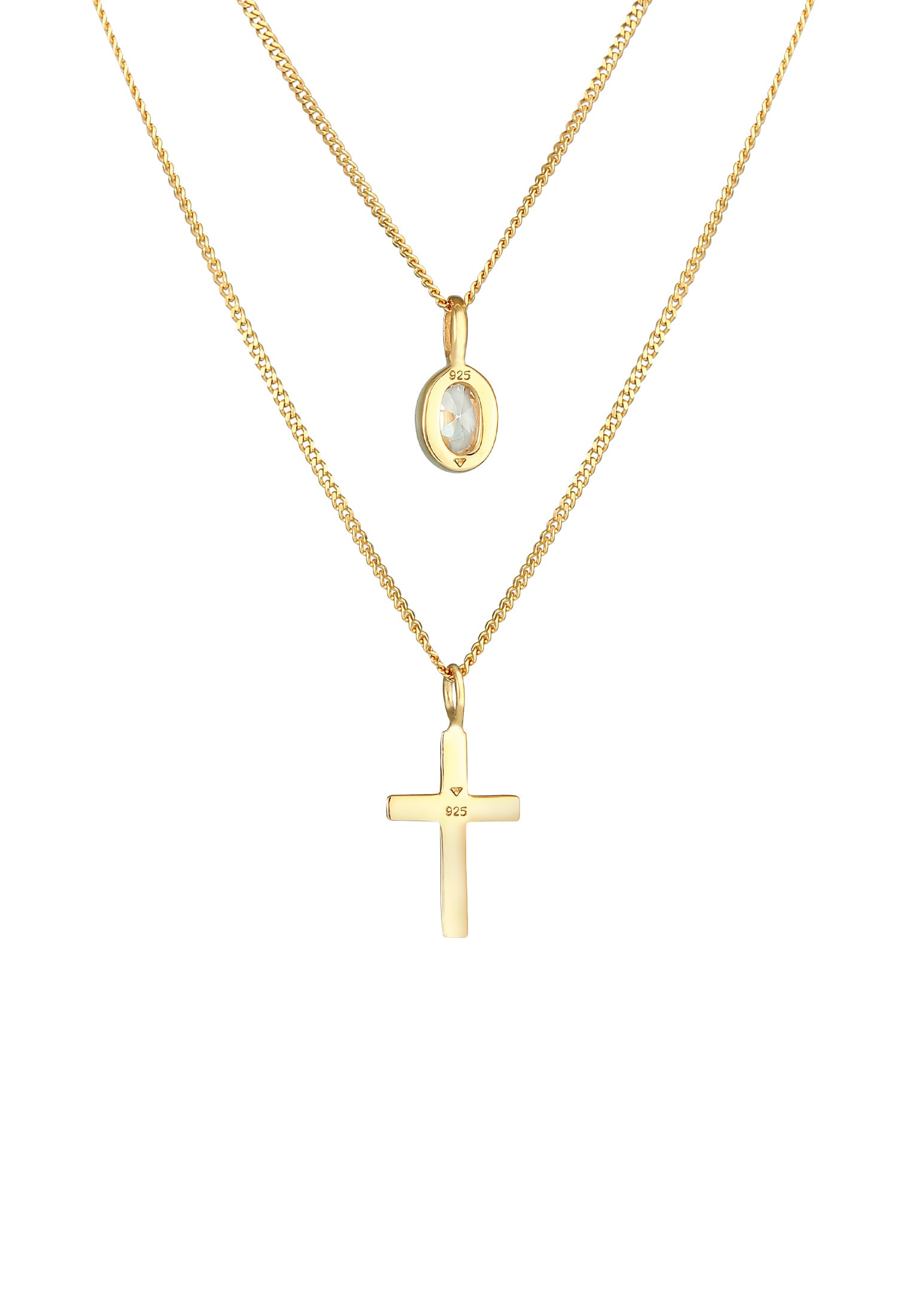 Elli Silberkette »Halskette Layer Zirkonia Kreuz Glaube 925 Silber«