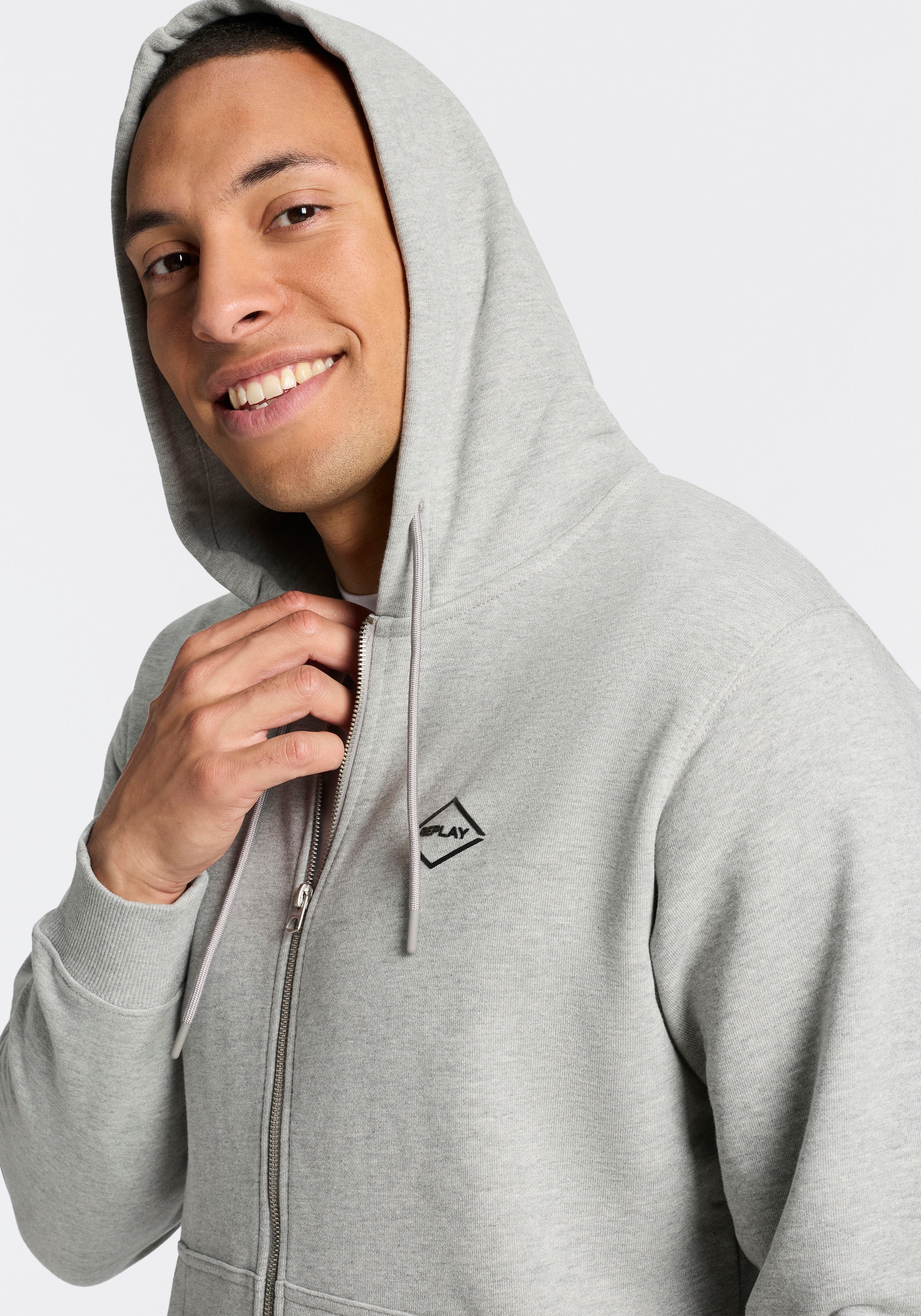 Replay Kapuzensweatjacke aus Baumwolle, Regular Fit